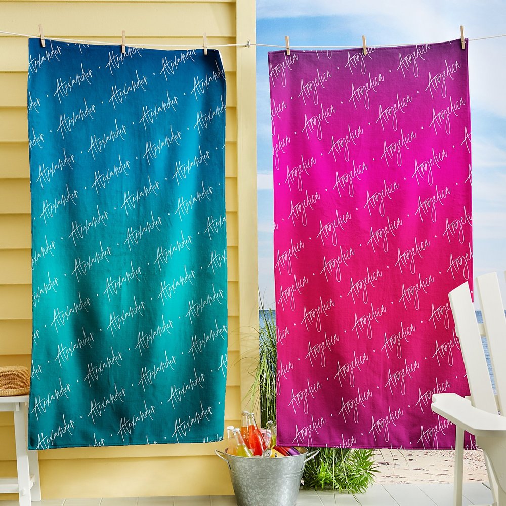 Slanted Signature Personalized Beach Towel