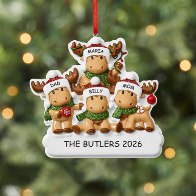 Adorable Moose Family Personalized Ornament