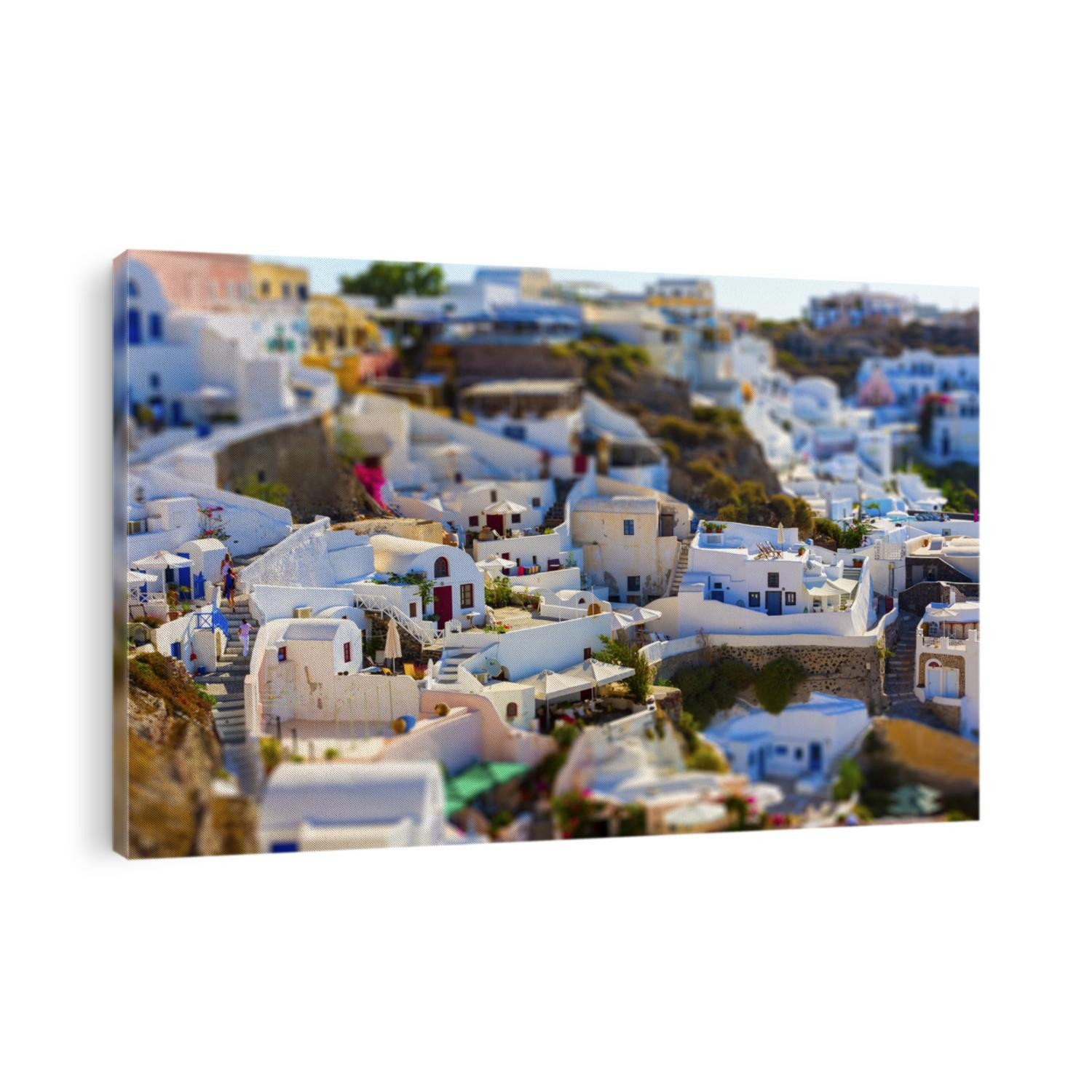 Santorini island, Greece, tilt-shift effect