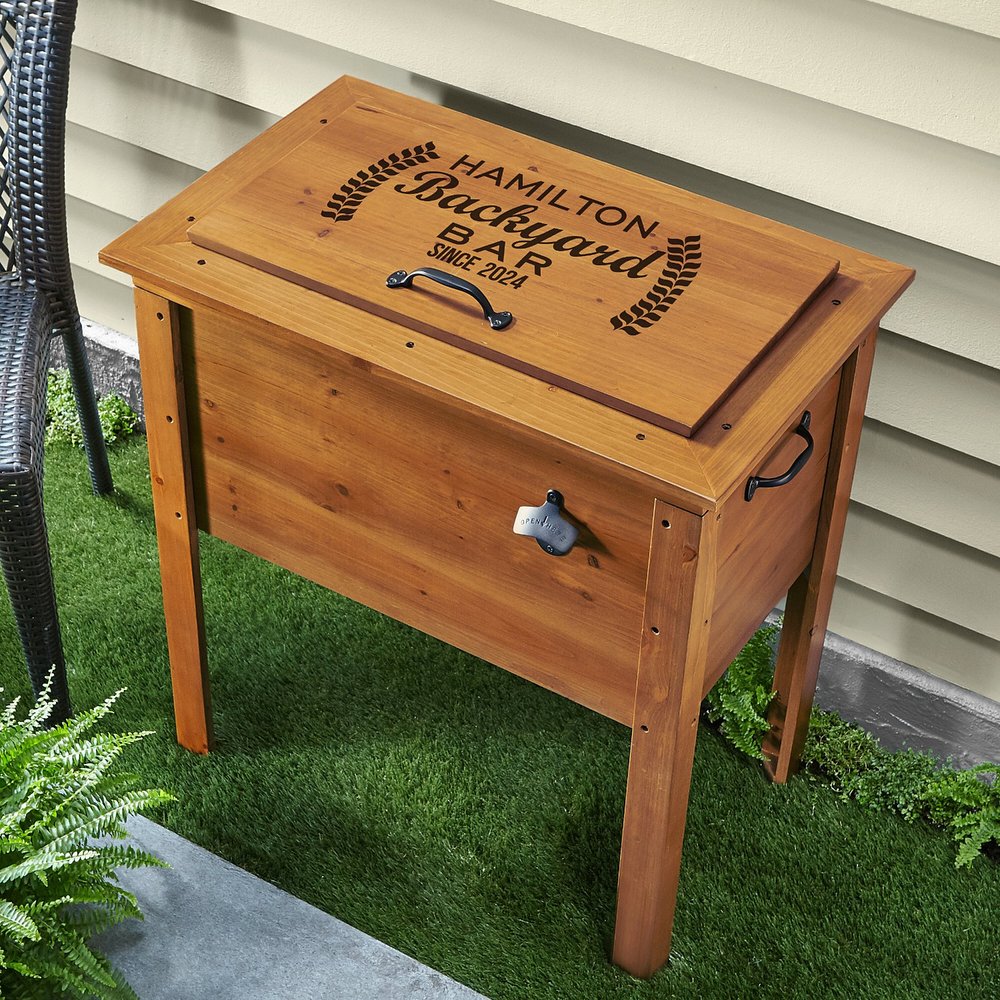 Outdoor Bar Wooden Personalized Beverage Chiller