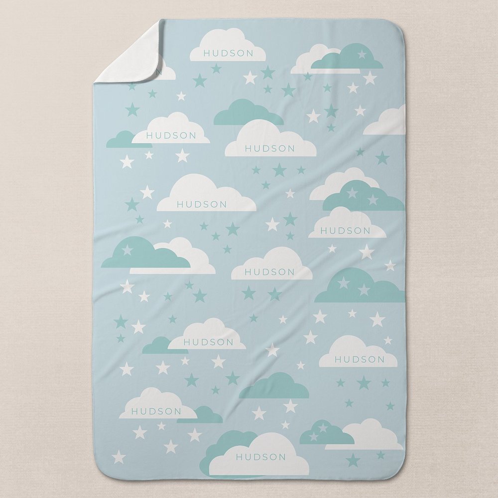 Clouds and Stars Baby Swaddle Blanket