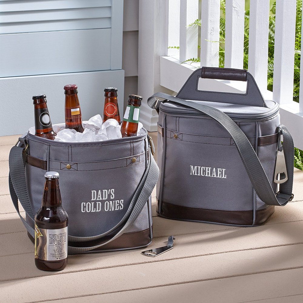 Canvas & Faux Leather Personalized Travel Beverage Cooler