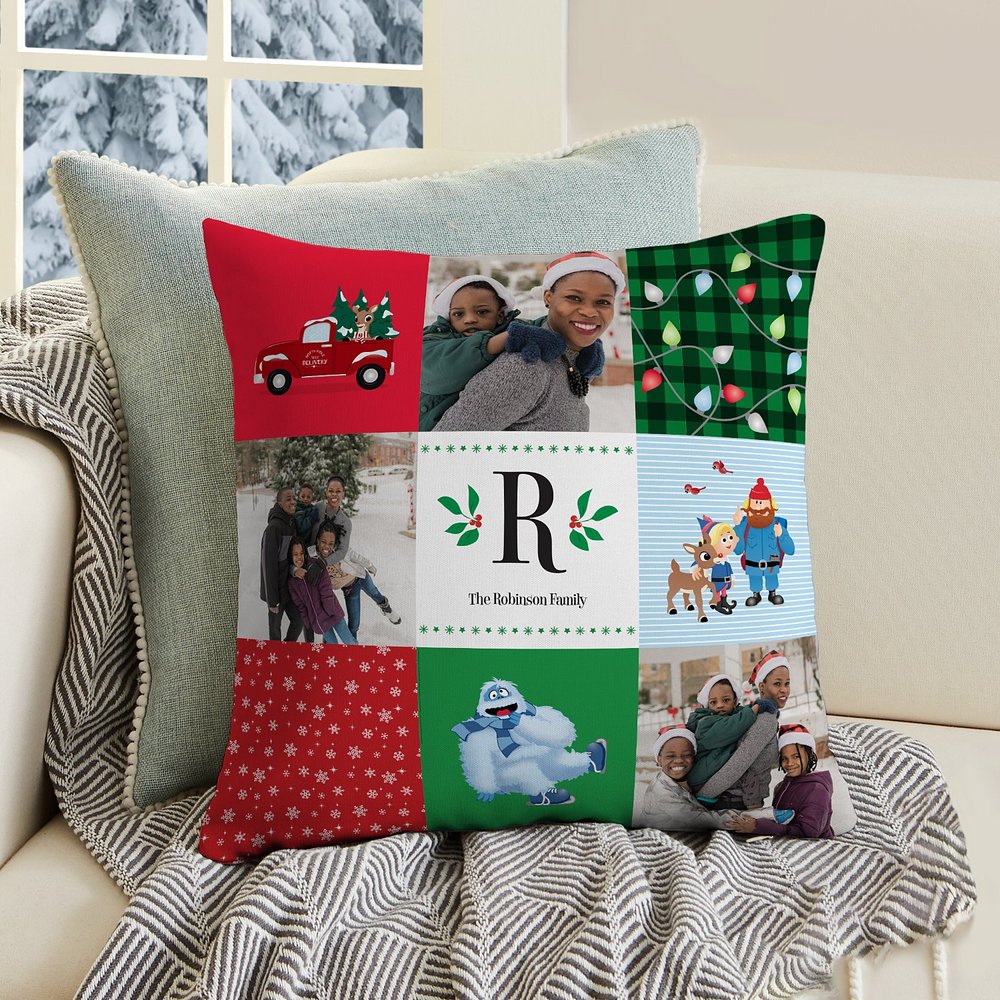 Rudolph® Quilt Pattern Throw Pillow