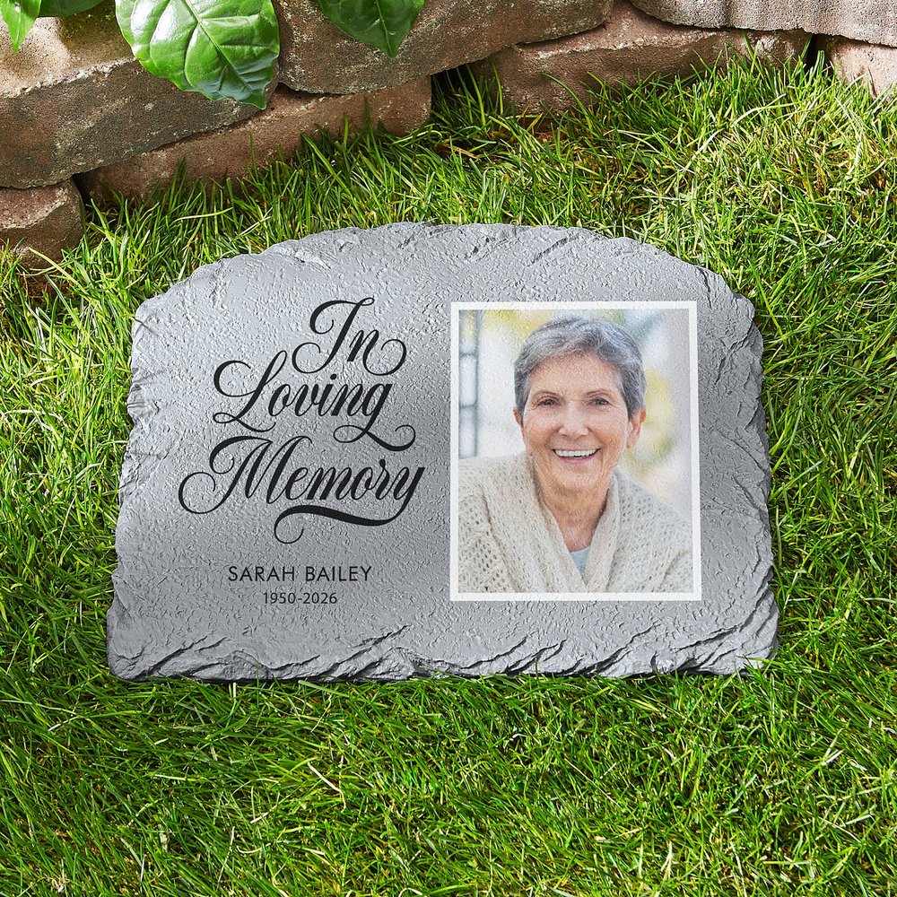 Loving Memory Photo Garden Stone