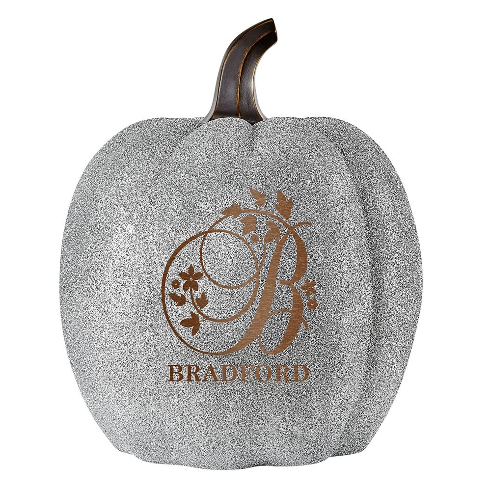 Light-up Floral Name Pumpkin-S-Silver Glitter