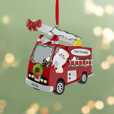 Santa's Firetruck Adventure Personalized Ornament