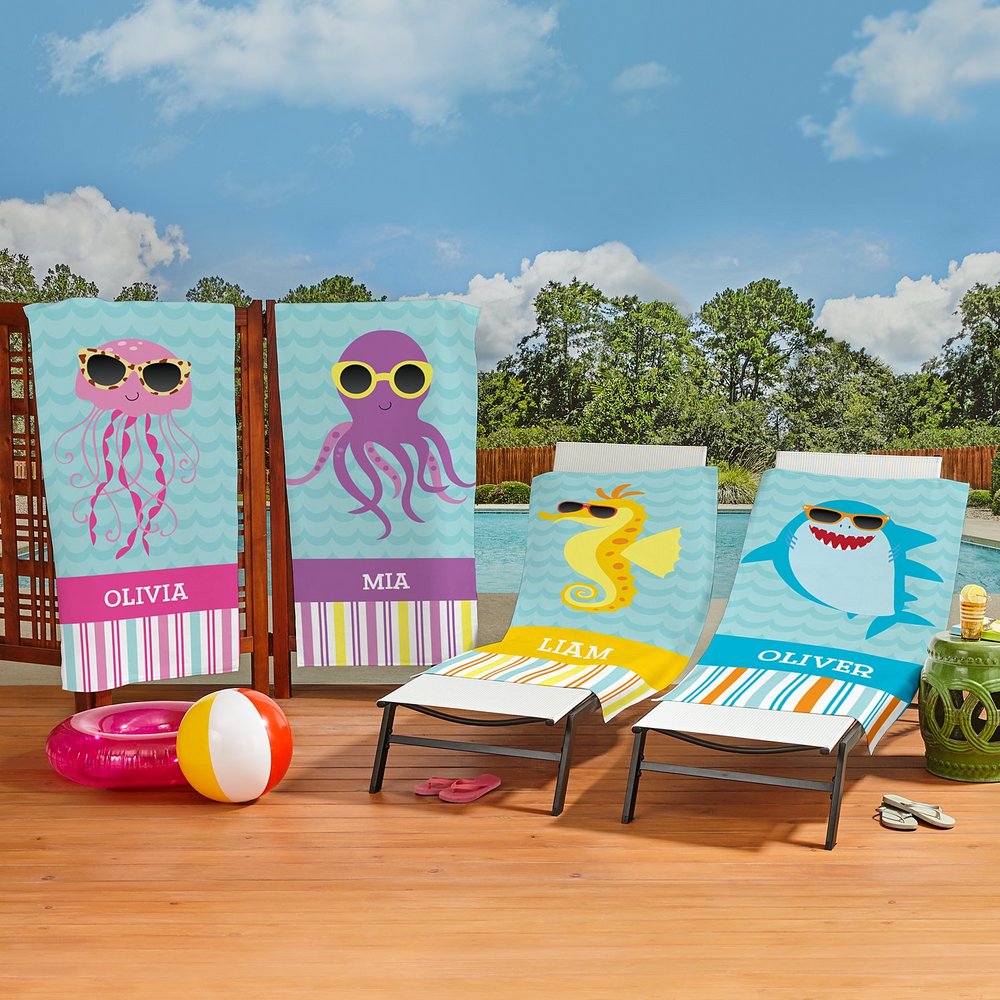Stylish Shades Personalized Beach Towel