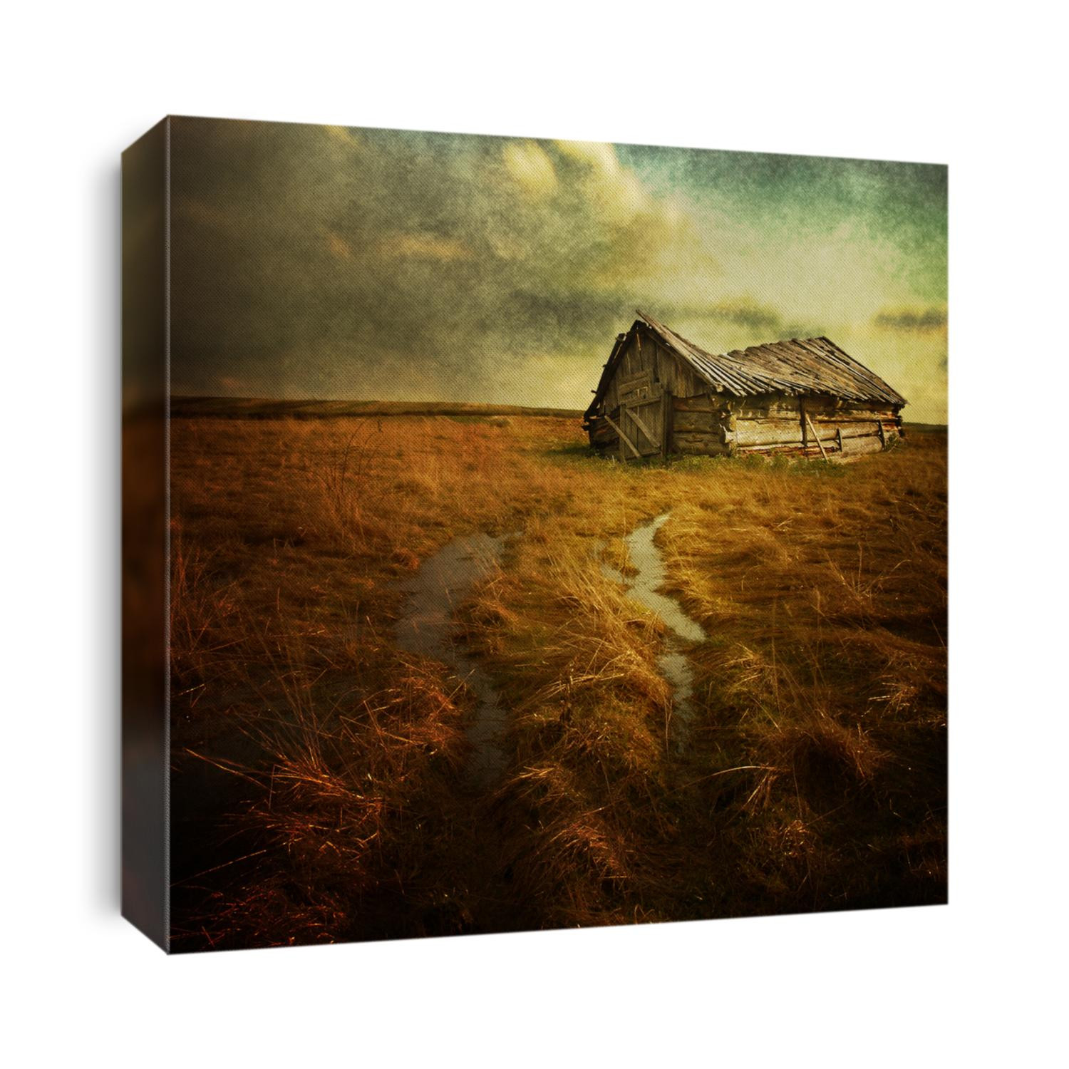 Old haunted house on the empty field