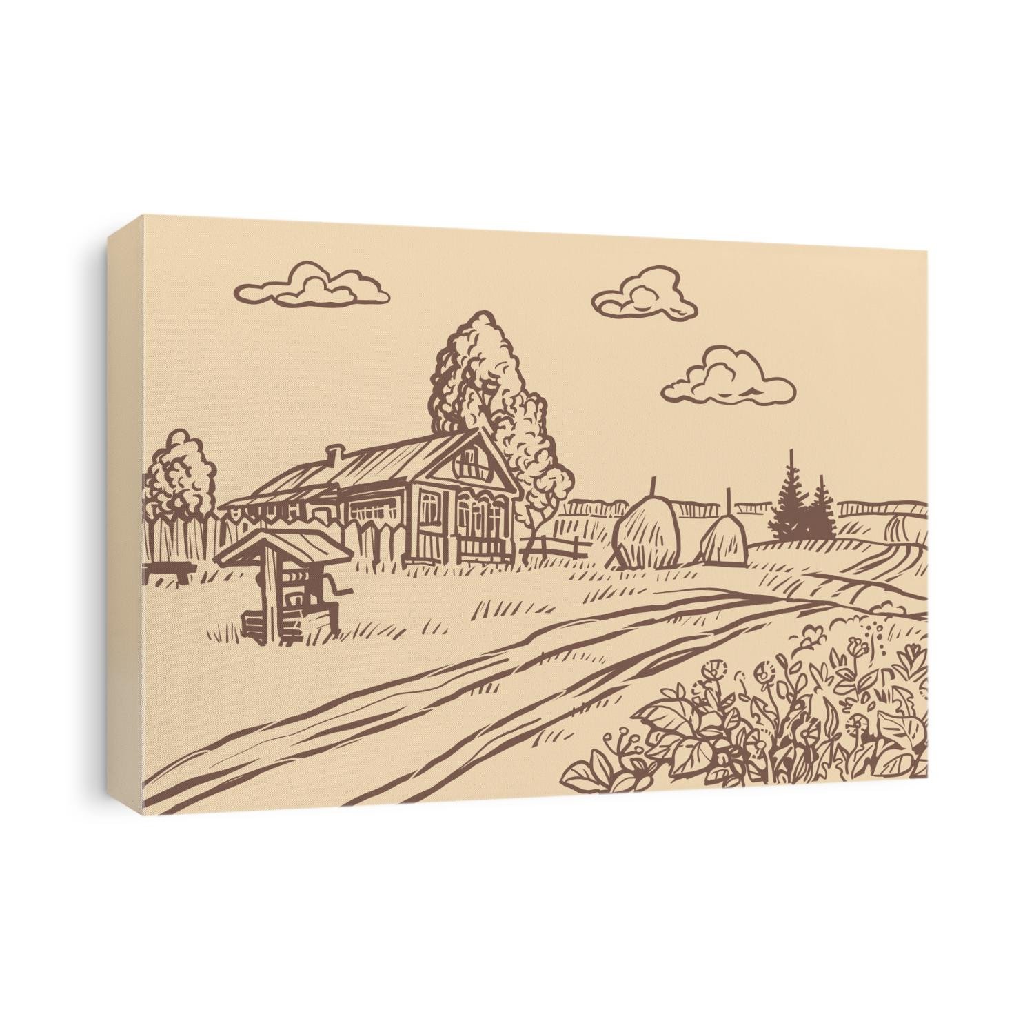 rural agricultural field, vintage engraving. Pop art retro vector illustration vintage kitsch