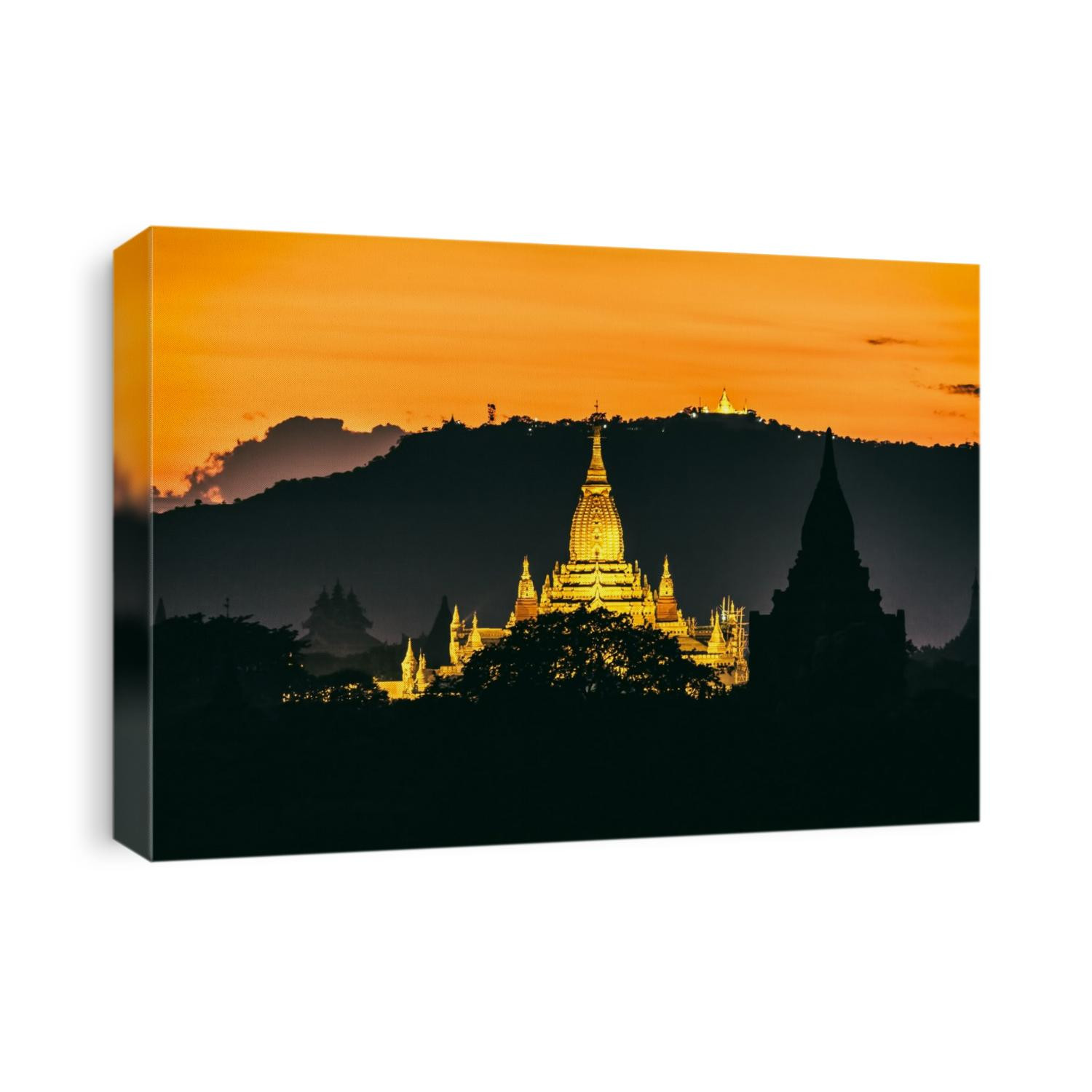 Temples at sunrise in Bagan, Burma