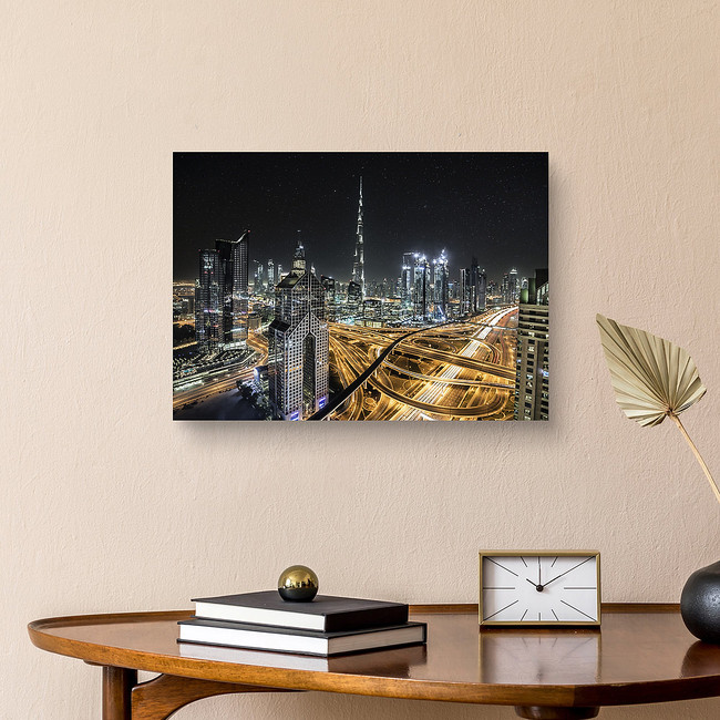 The Burj Khalifa and massive interchange of Dubai Canvas Print