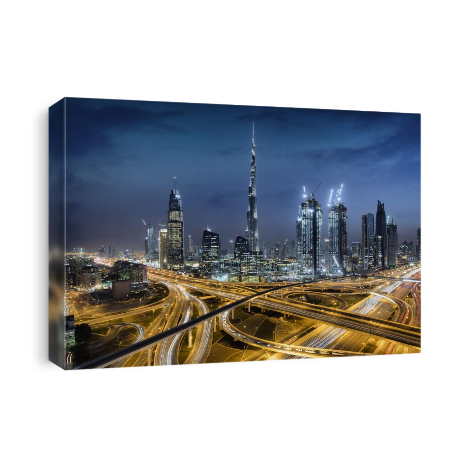 The Burj Khalifa and massive interchange of Dubai Canvas Print