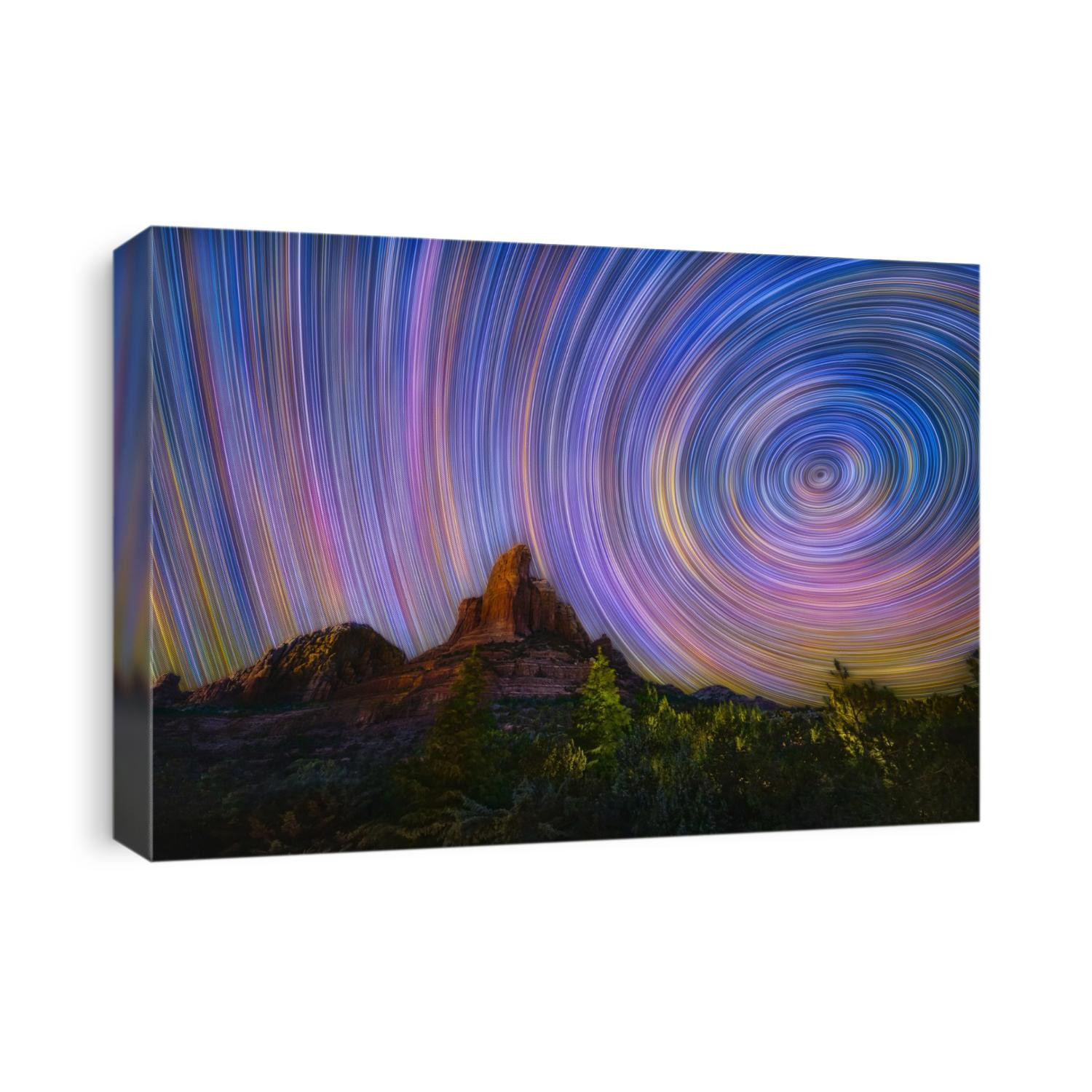 Colorful star trails in Sedona, Arizona