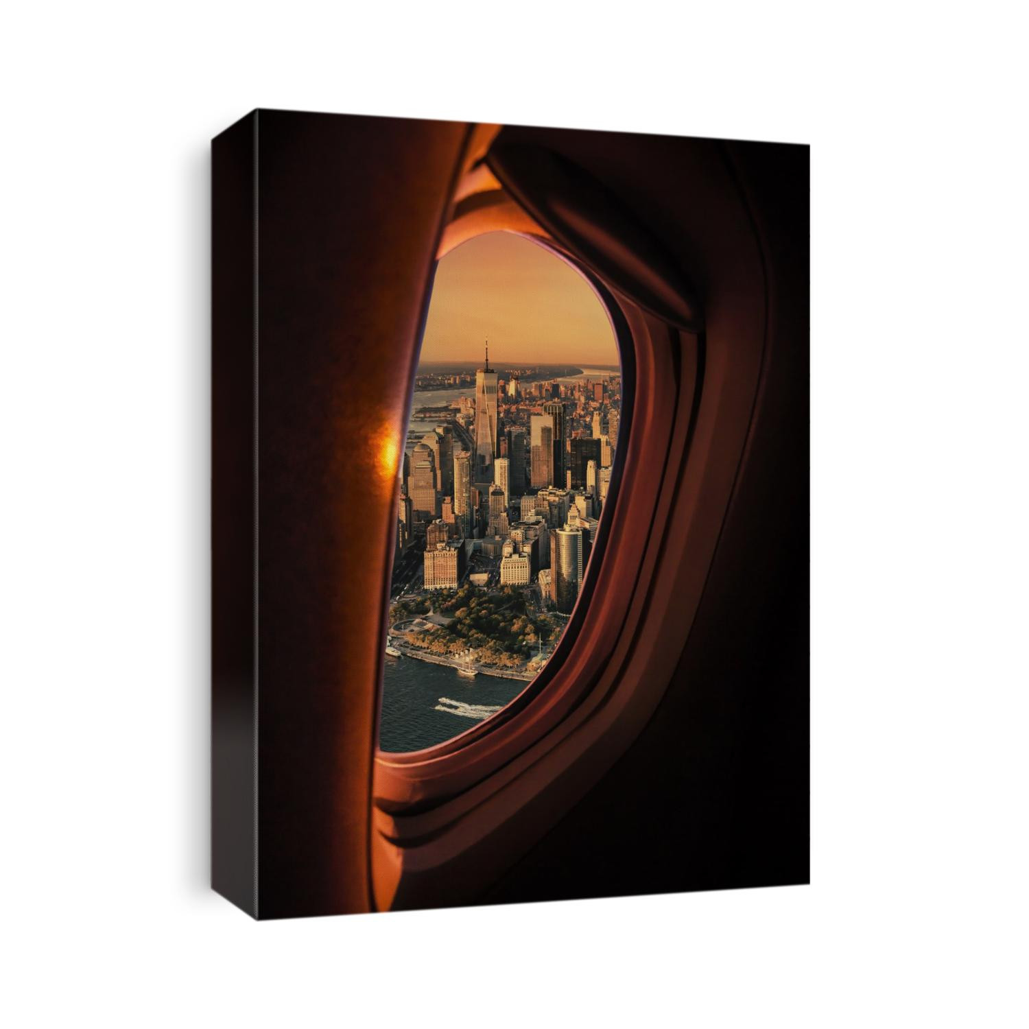 View of New York City from airplane window