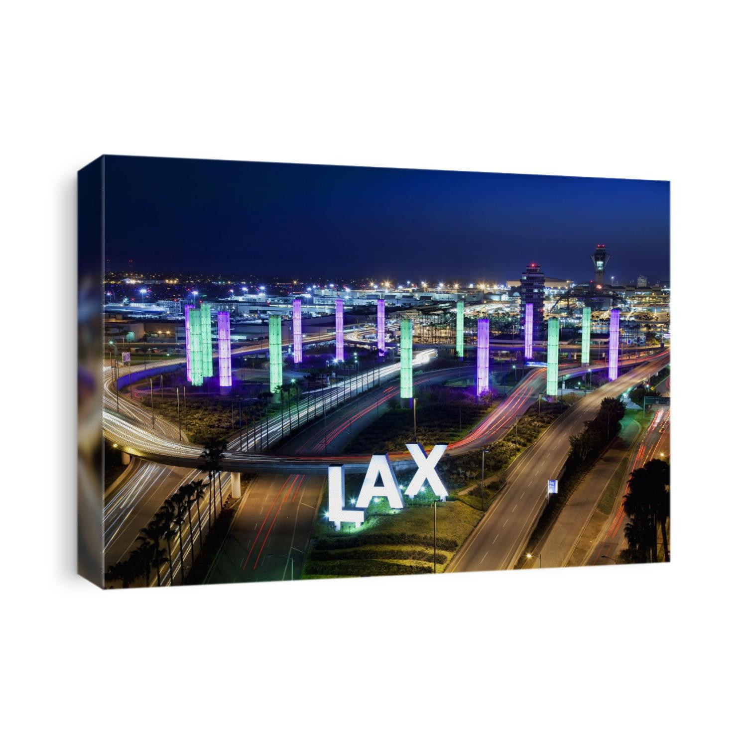 Los International Airport at night from above