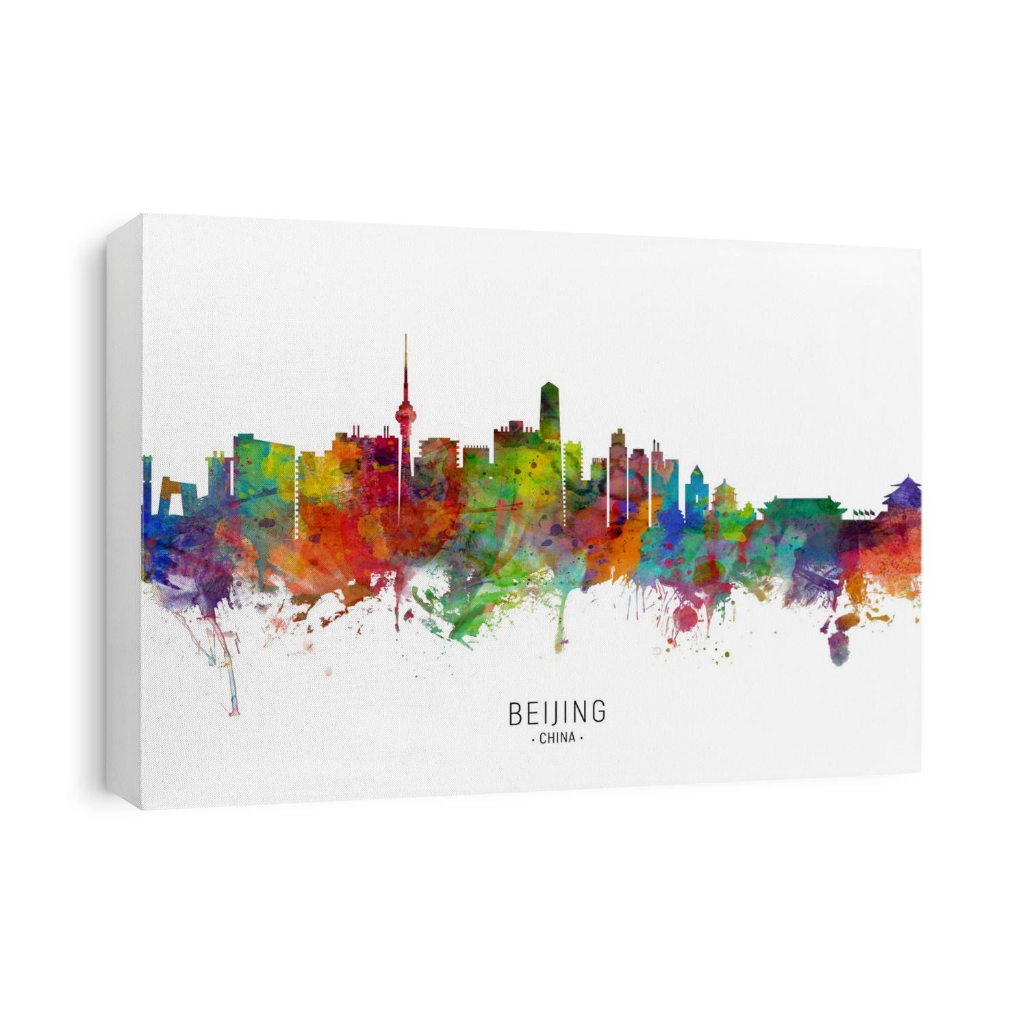 Watercolor art print of the skyline of Beijing, China