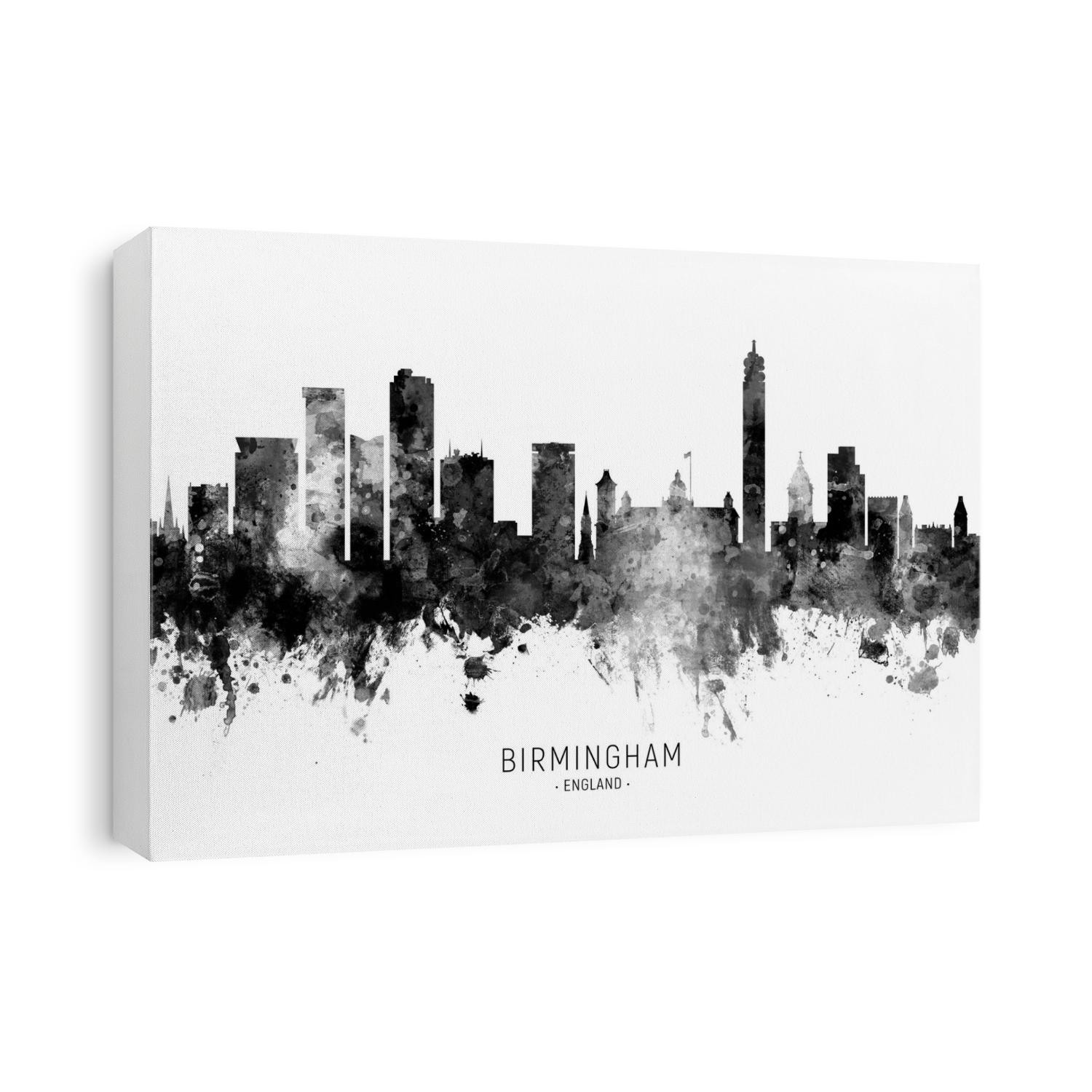 Watercolor art print of the skyline of Birmingham, England, United Kingdom