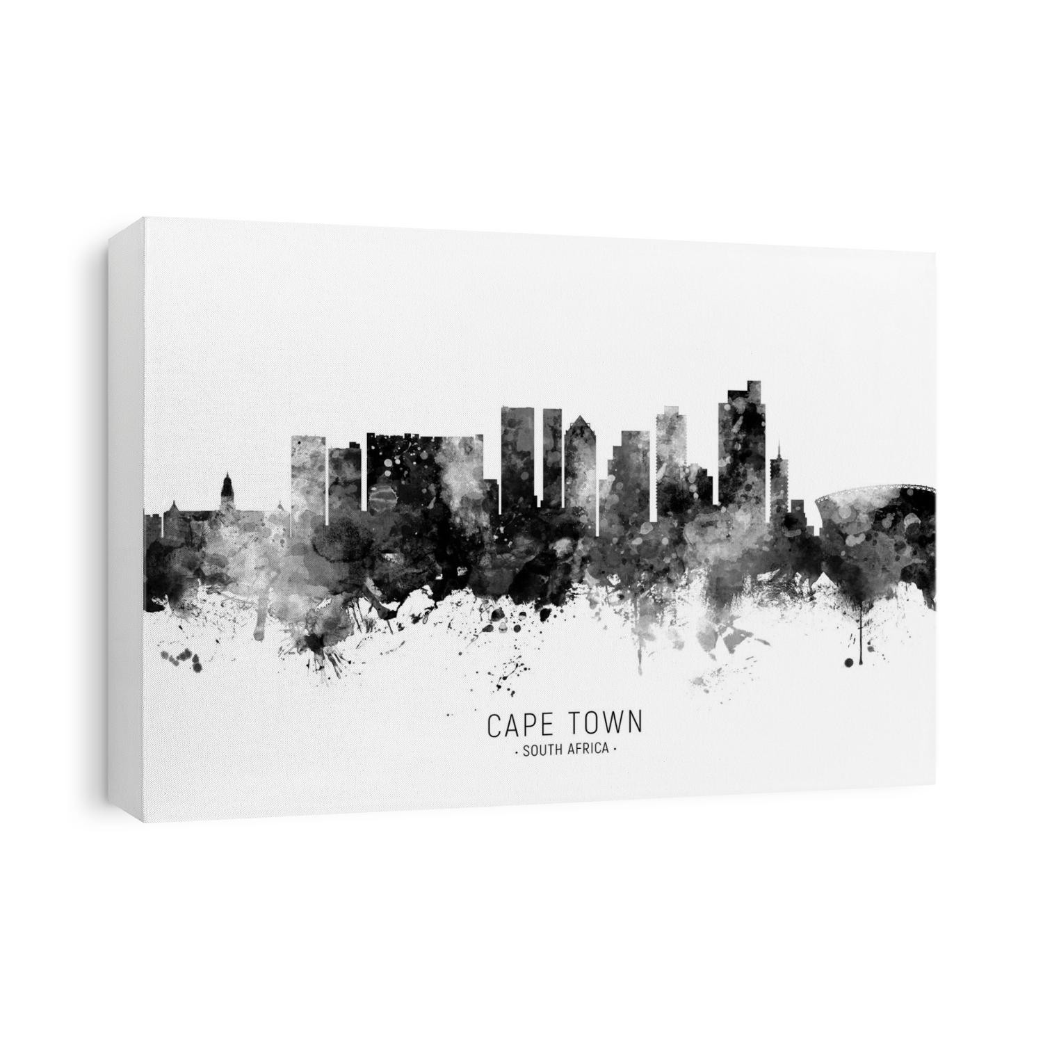 Watercolor art print of the skyline of Cape Town, South Africa