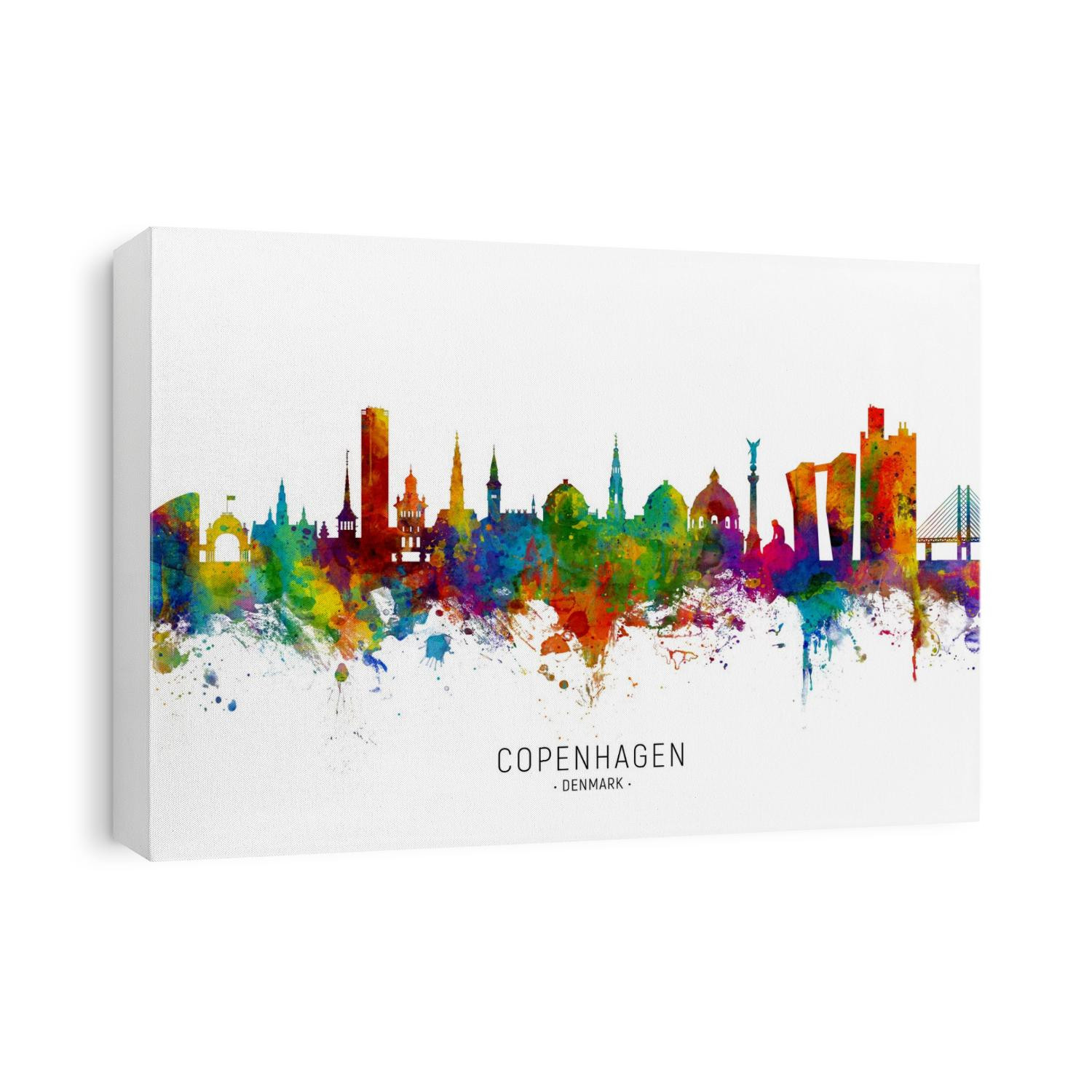 Watercolor art print of the skyline of Copenhagen, Denmark