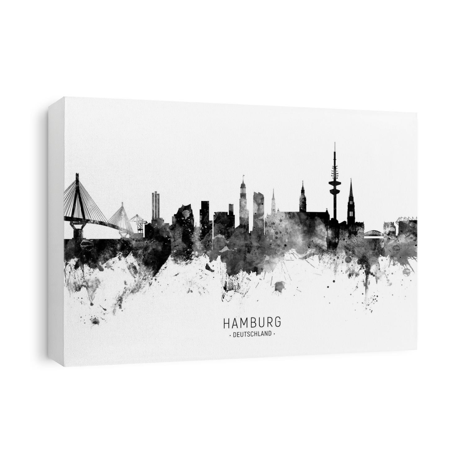 Watercolor art print of the skyline of Hamburg, Germany