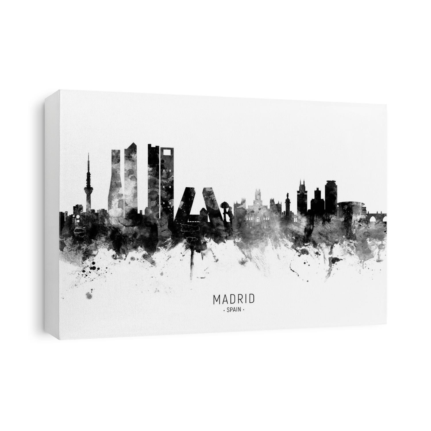 Watercolor art print of the skyline of Madrid, Spain