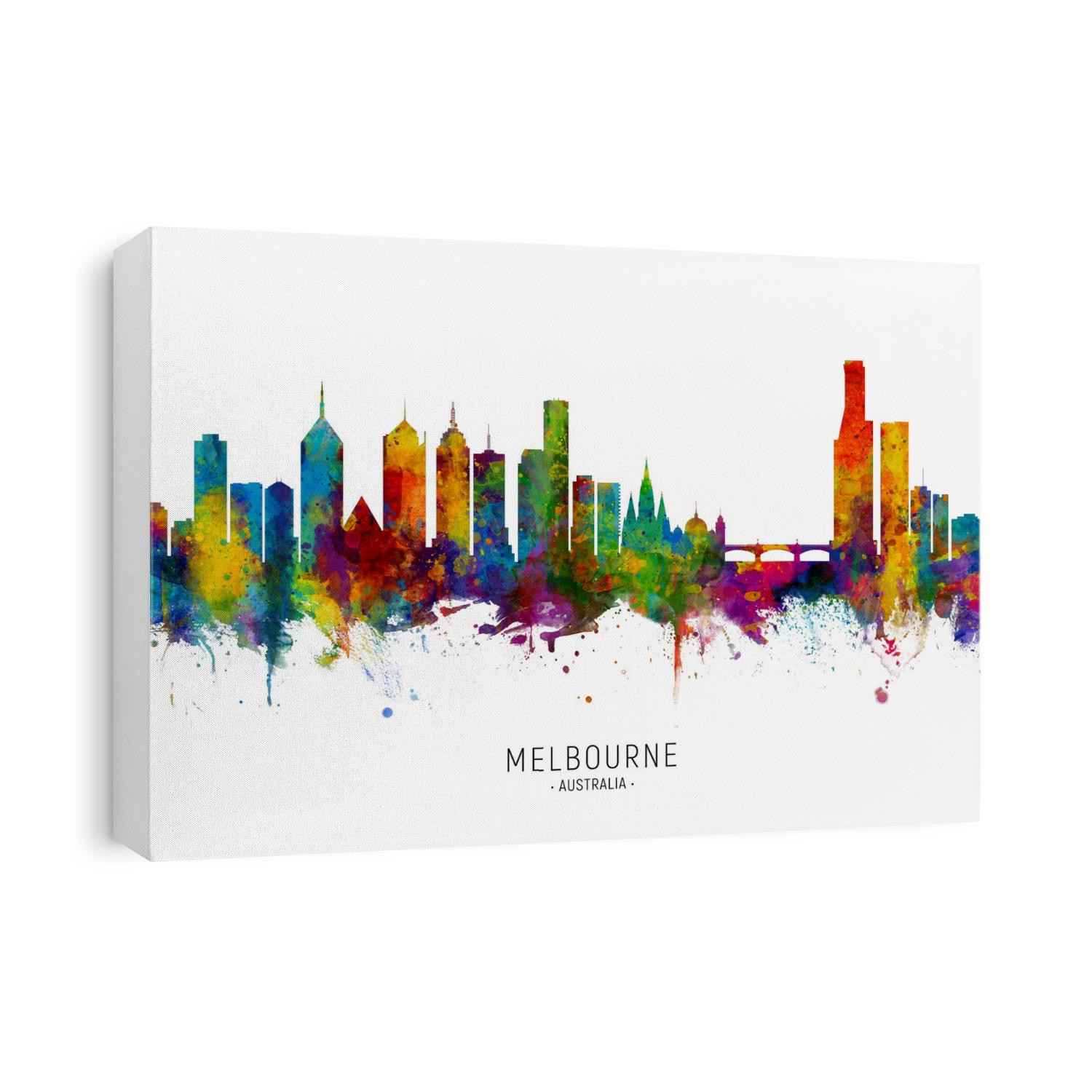 Watercolor art print of the skyline of Melbourne, Australia