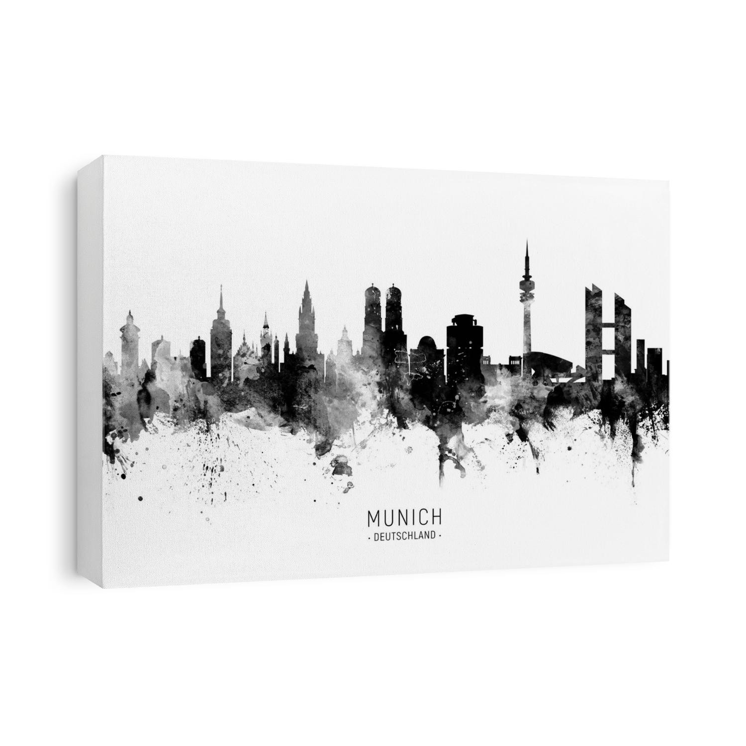 Watercolor art print of the skyline of Munich, Germany (München)