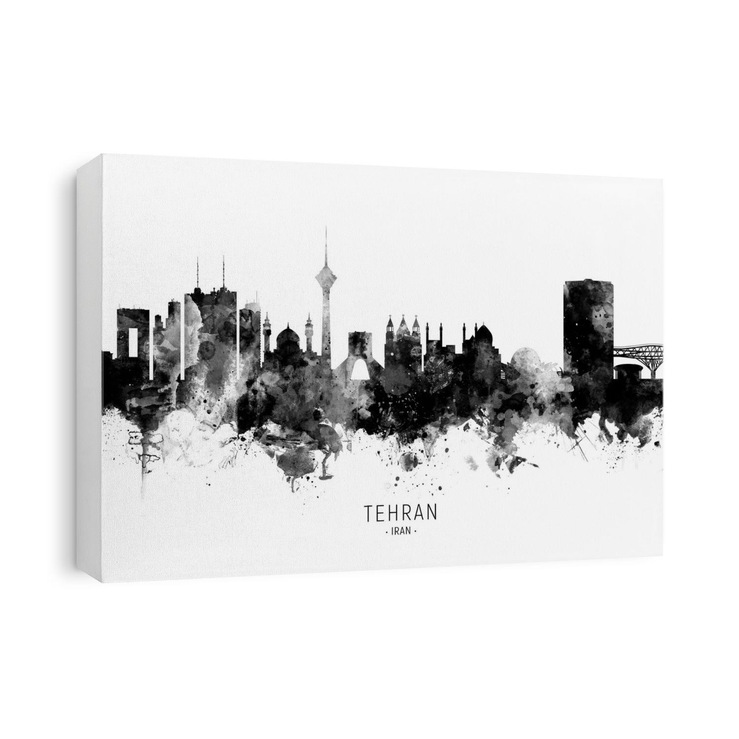 Watercolor art print of the skyline of Tehran, Iran 