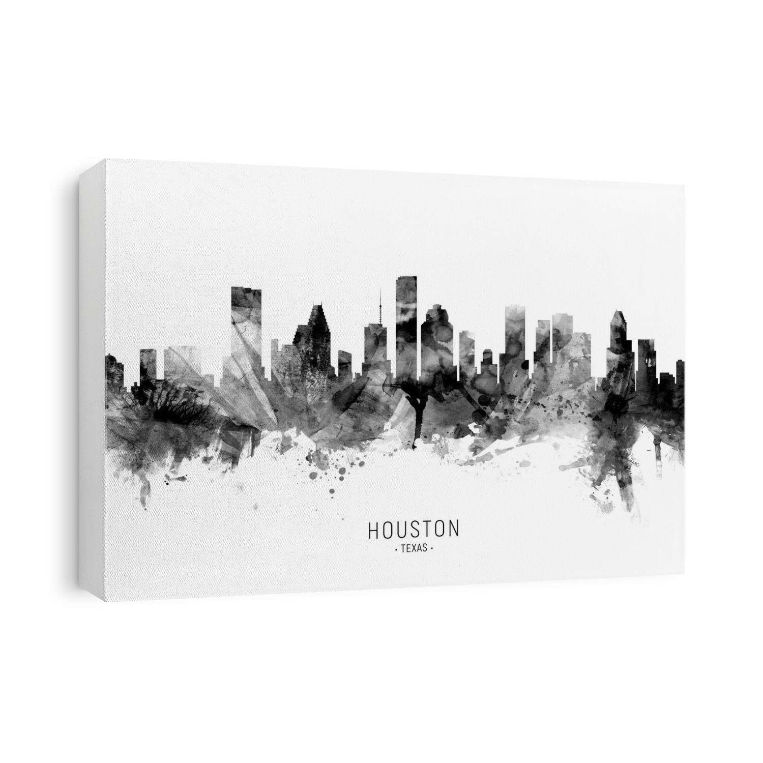 Watercolor art print of the skyline of Houston, Texas, United States
