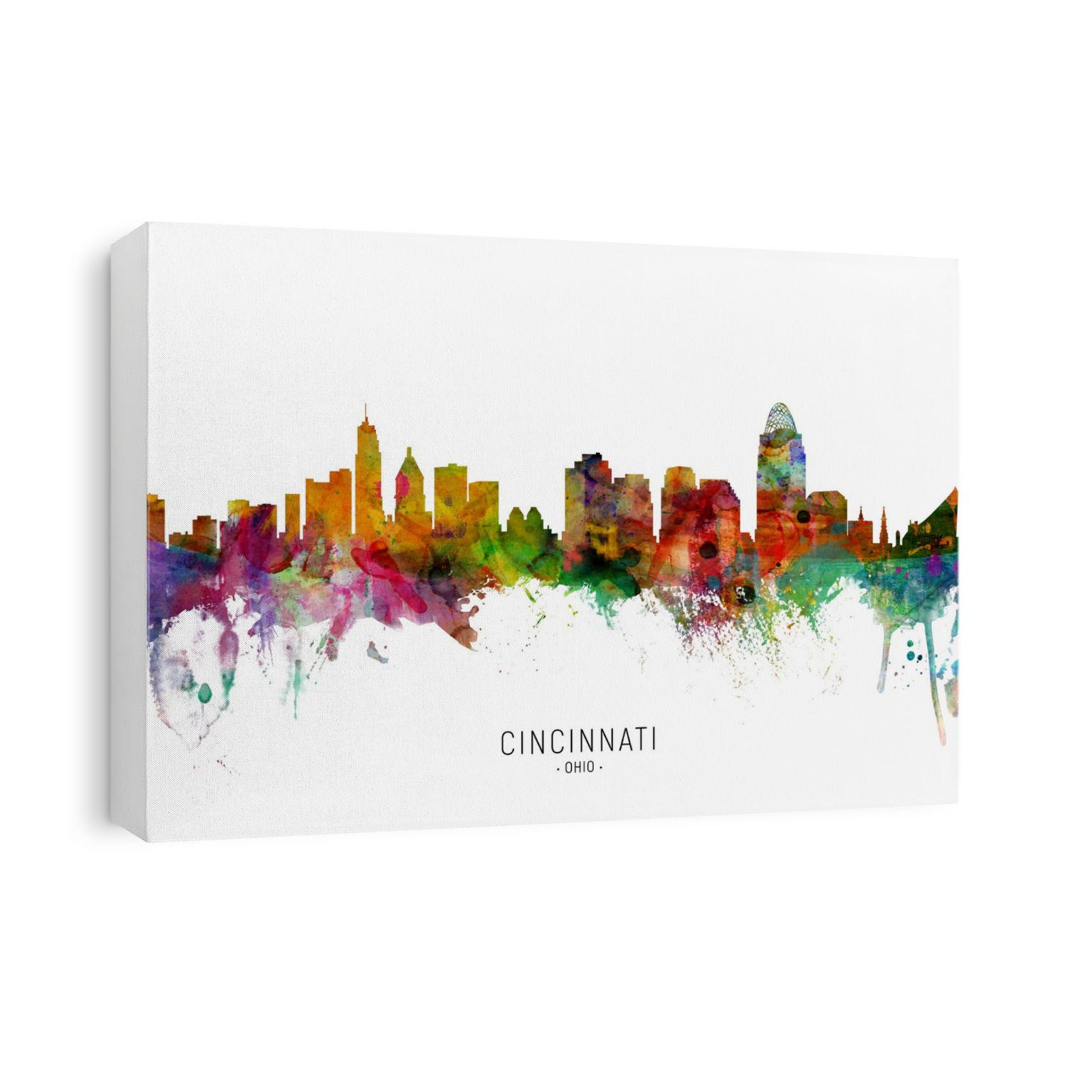 Watercolor art print of the skyline of Cincinnati, Ohio, United States