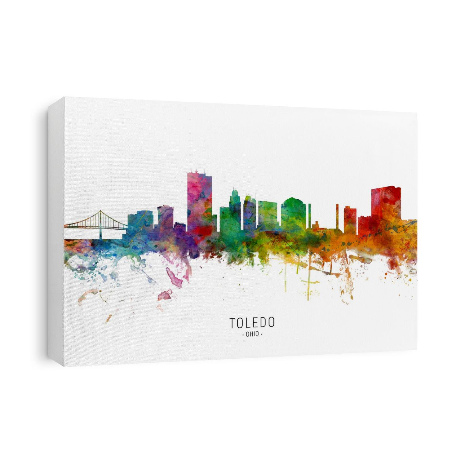 Watercolor art print of the skyline of Toledo, Ohio, United States