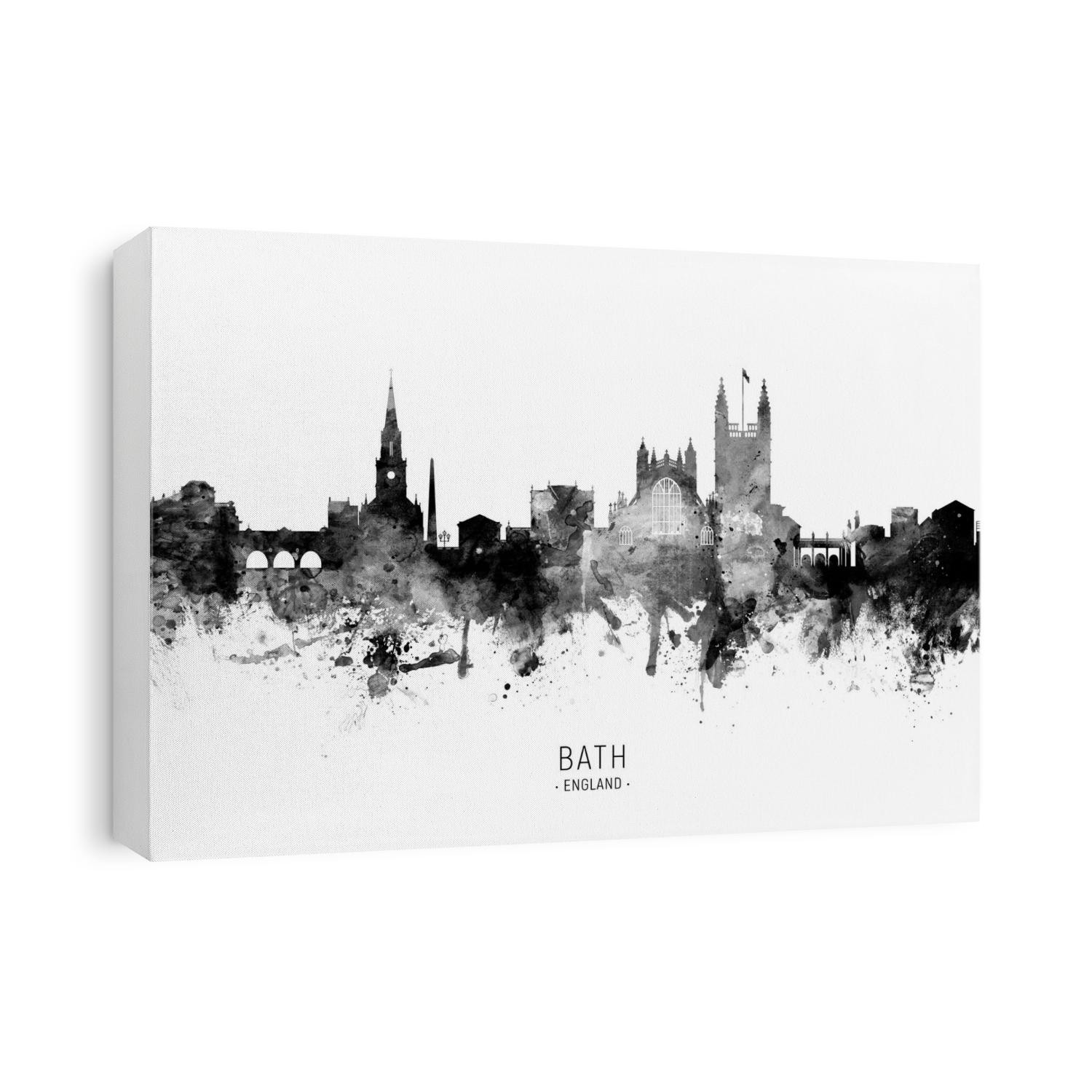 Watercolor art print of the skyline of Bath, England
