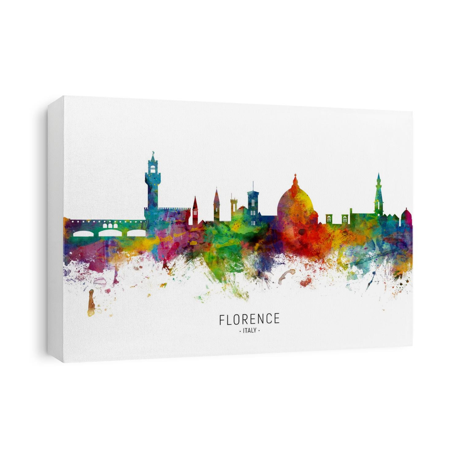 Watercolor art print of the skyline of Florence, Italy