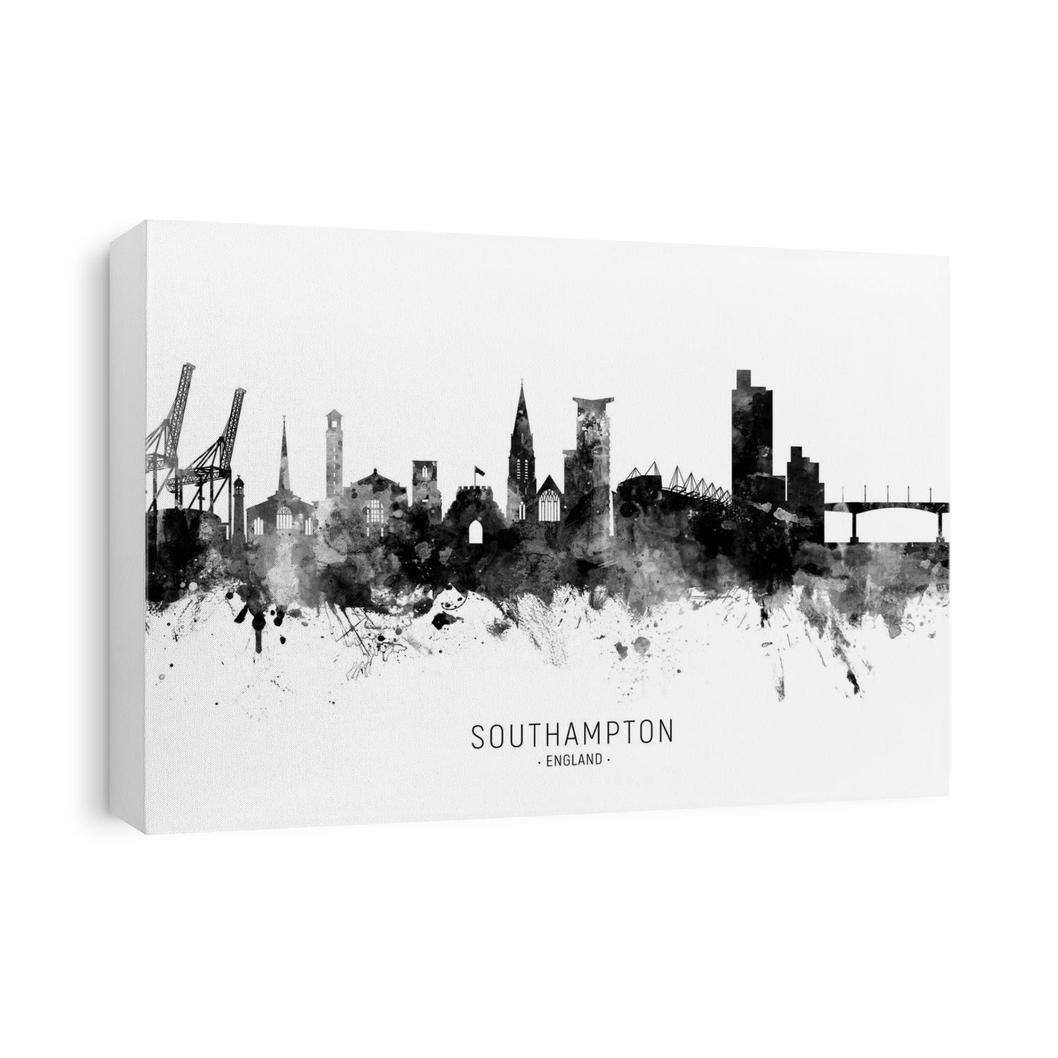 Watercolor art print of the skyline of Southampton, England, United Kingdom