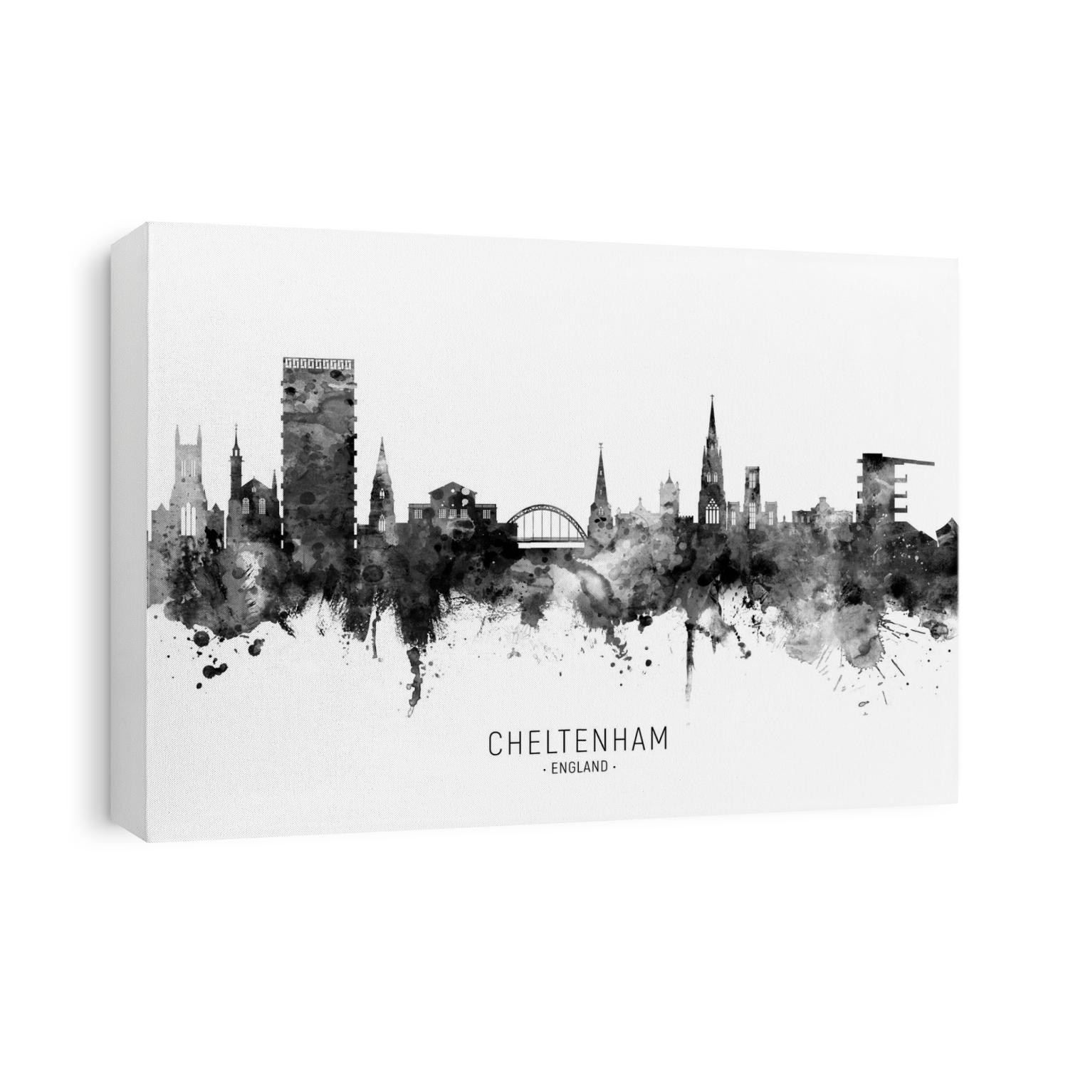 Watercolor art print of the skyline of Cheltenham, England, United Kingdom