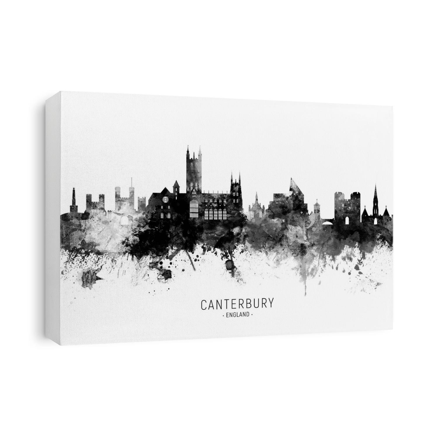 Watercolor art print of the skyline of Canterbury, England, United Kingdom