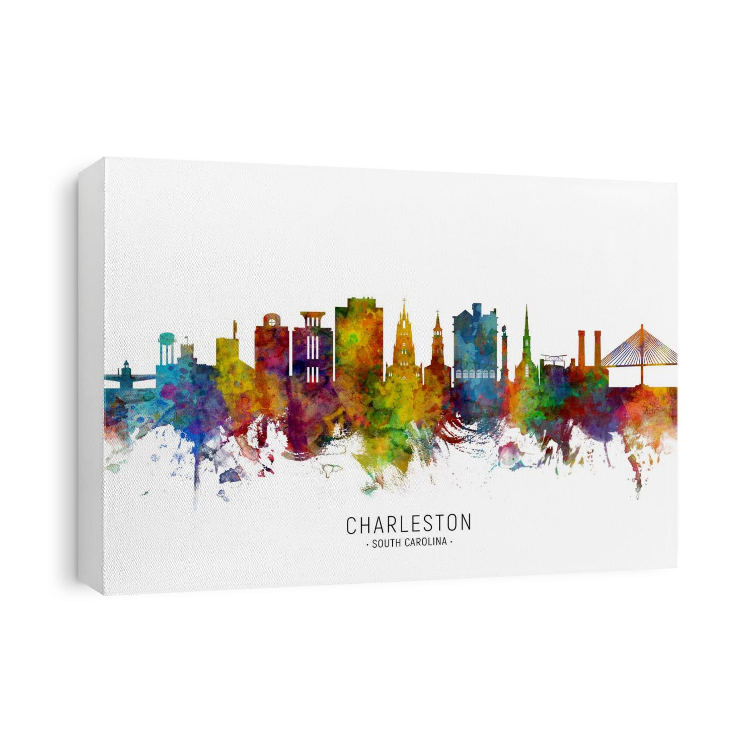 Watercolor art print of the skyline of Charleston, South Carolina, United States