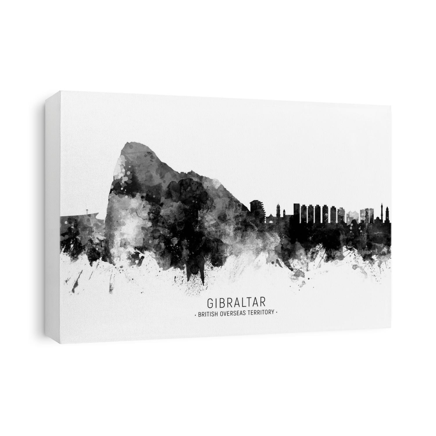 Watercolor art print of the skyline of Gibraltar