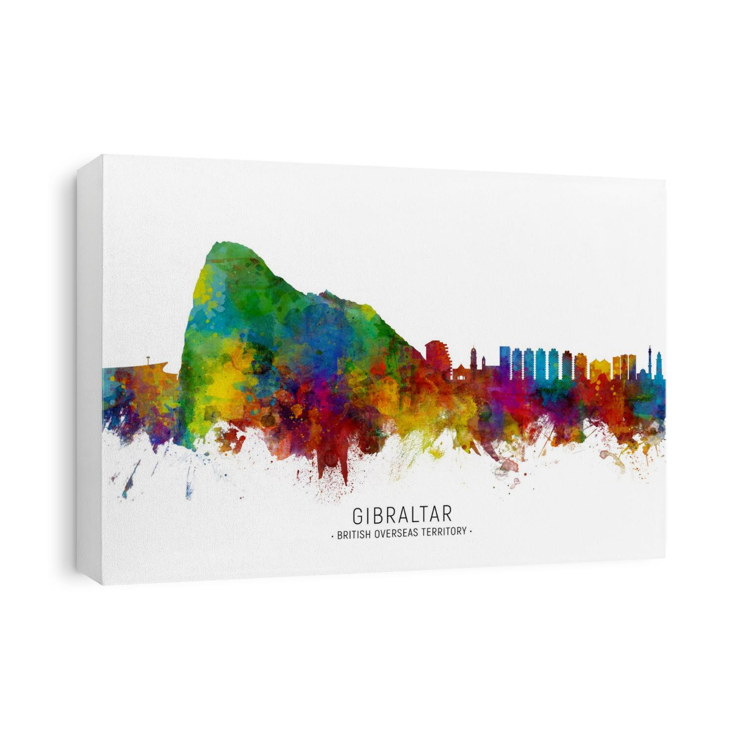 Watercolor art print of the skyline of Gibraltar