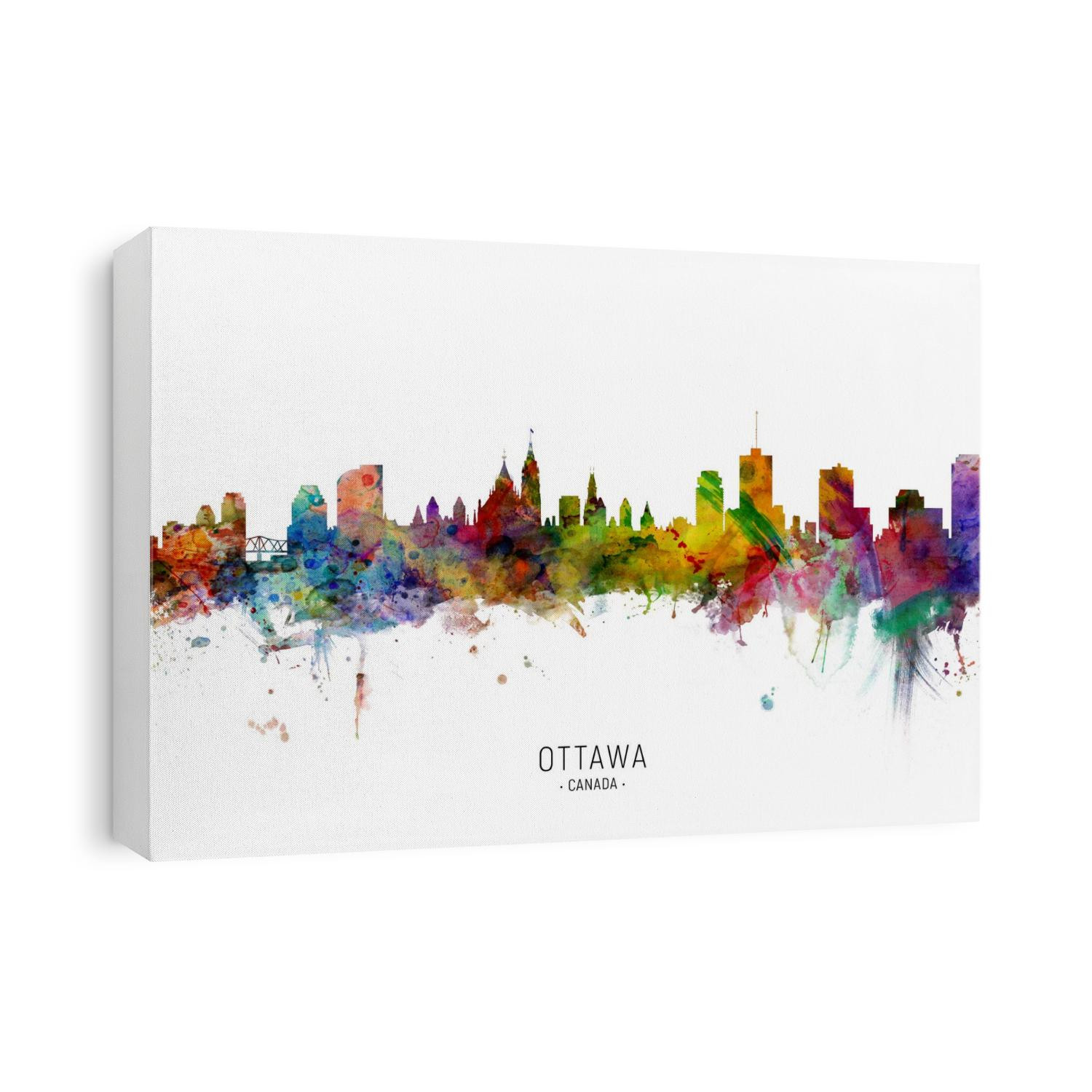Watercolor art print of the skyline of Ottawa, Canada