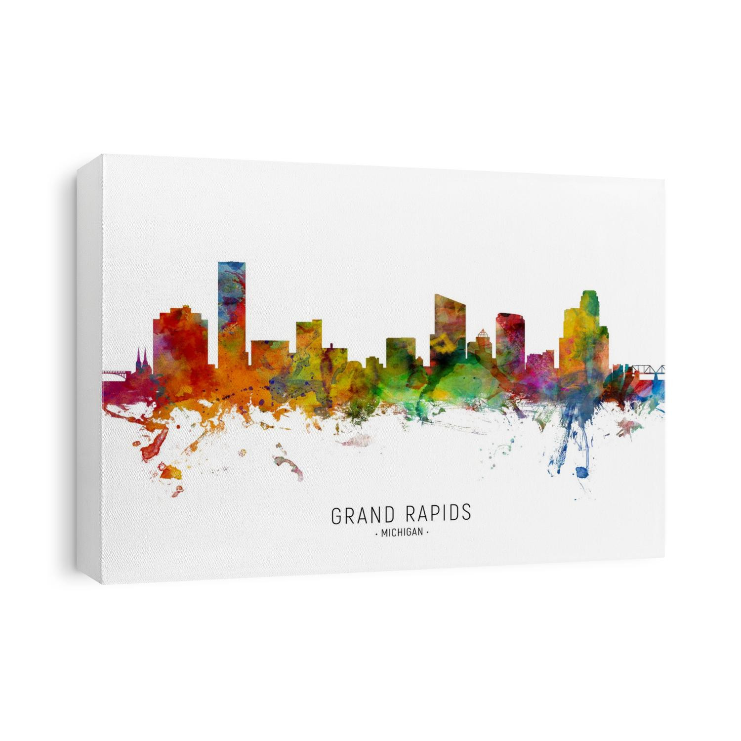 Watercolor art print of the skyline of Grand Rapids, Michigan, United States