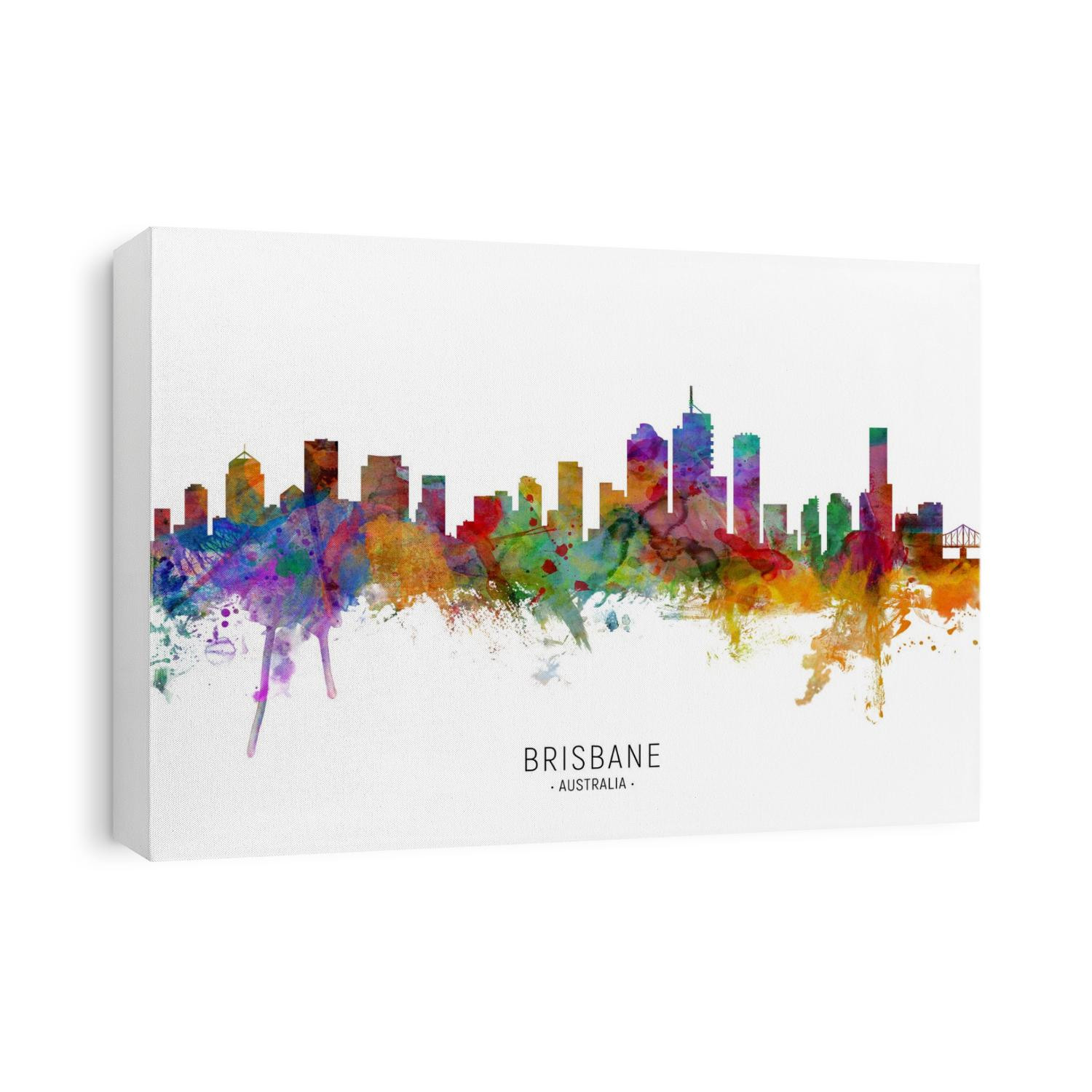 Watercolor art print of the skyline of Brisbane, Queensland, Australia