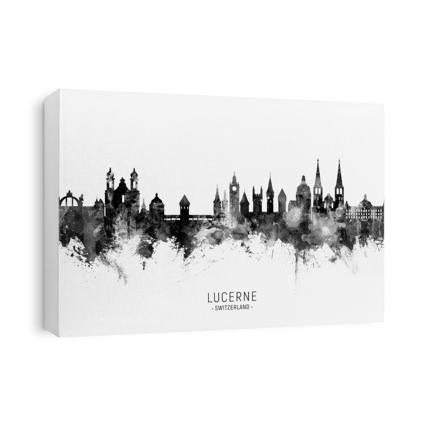 Watercolor art print of the skyline of Lucerne, Switzerland