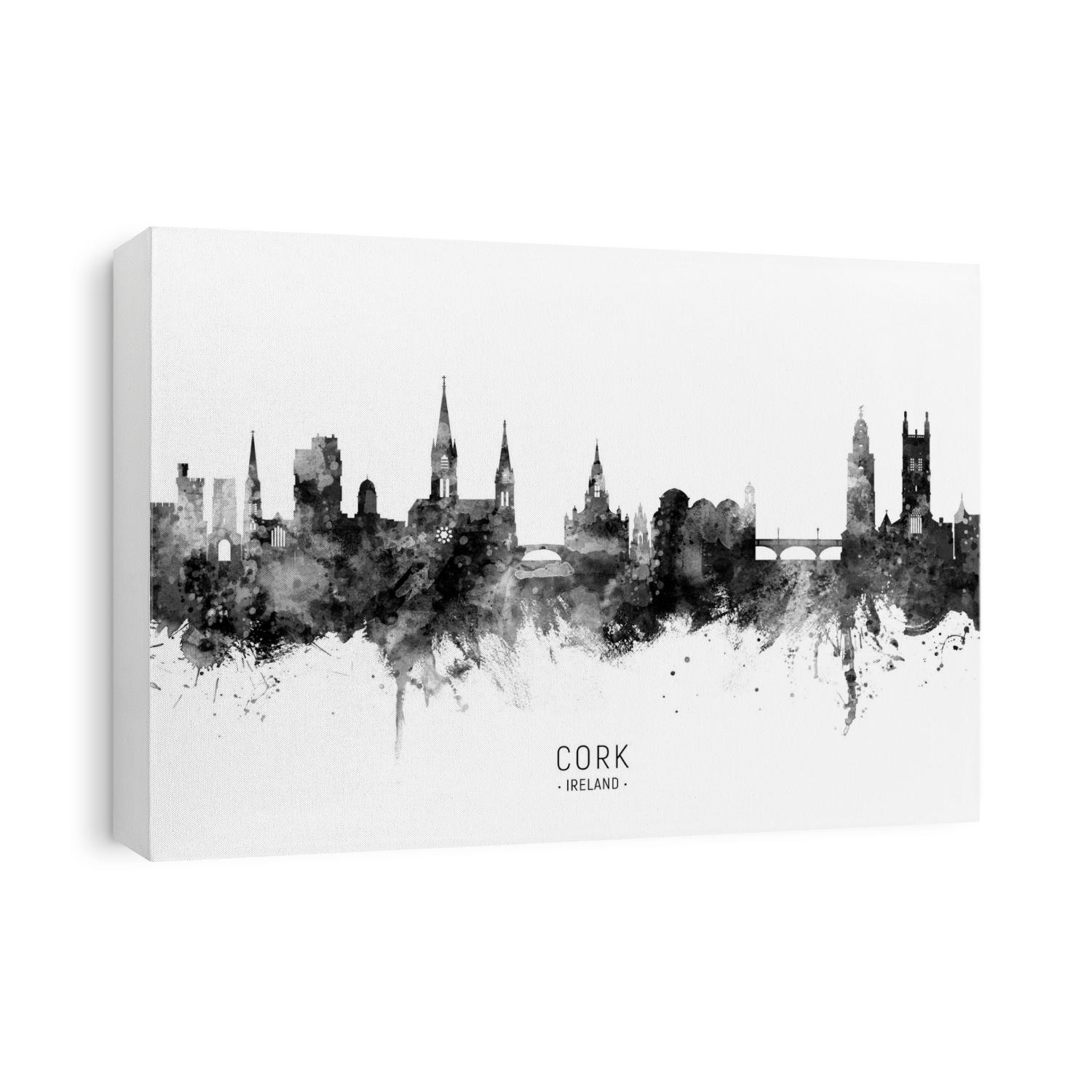Watercolor art print of the skyline of Cork, Ireland
