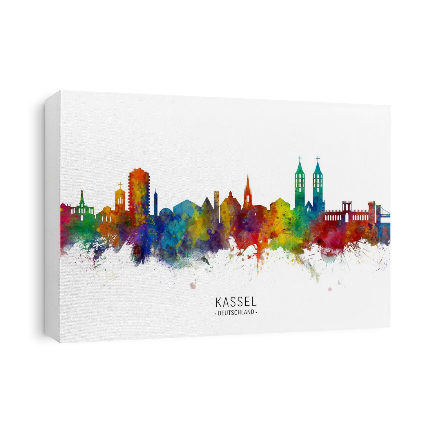 Watercolor art print of the skyline of Kassel, Germany 