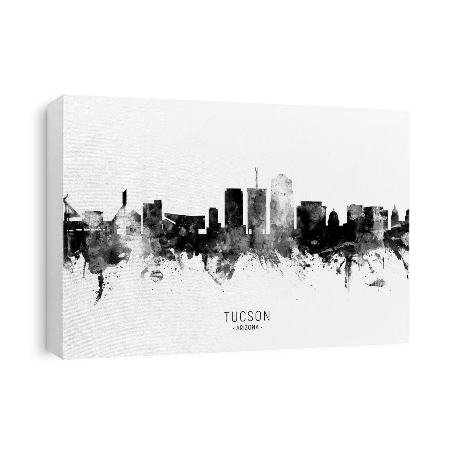 Watercolor art print of the skyline of Tucson, Arizona, United States