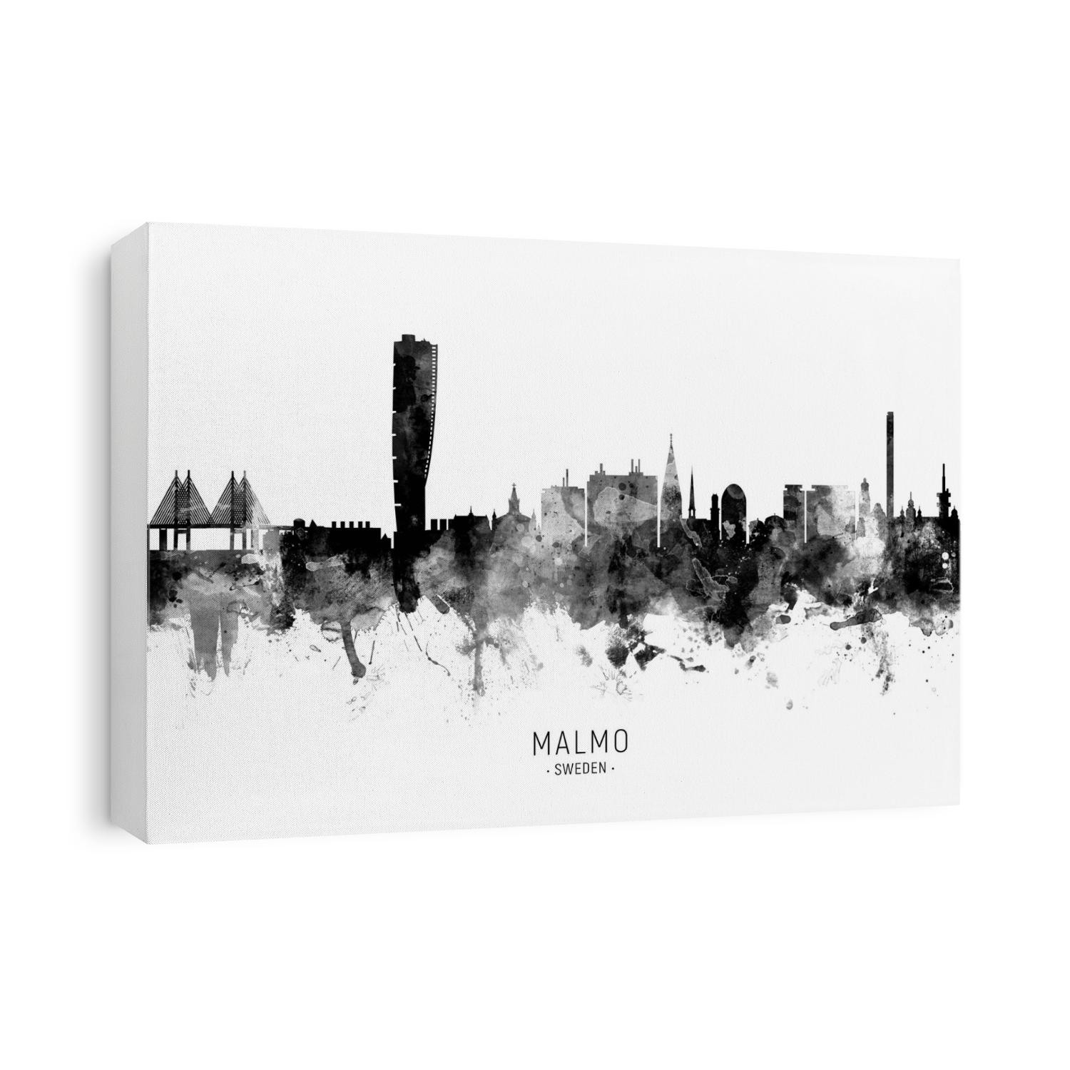 Watercolor art print of the skyline of Malmo, Sweden (Sverige)