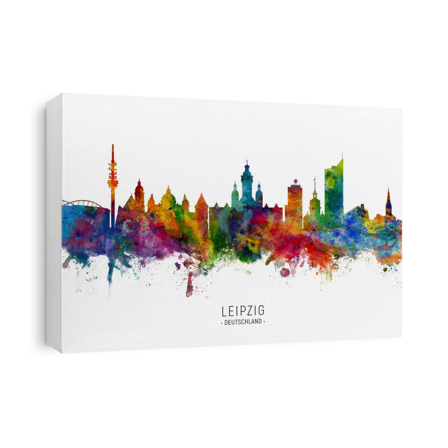 Watercolor art print of the skyline of Leipzig, Germany 