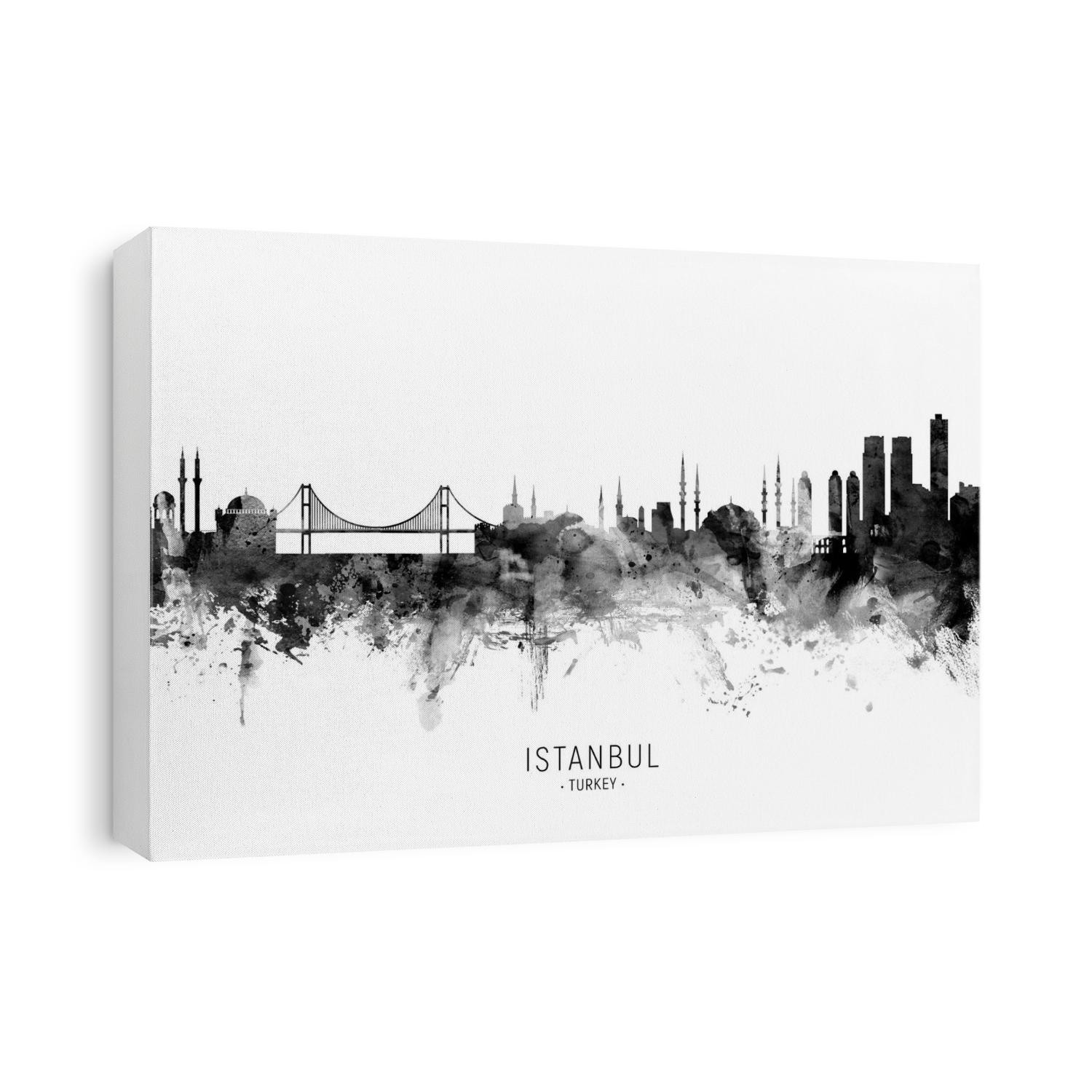 Watercolor art print of the skyline of Istanbul, Turkey