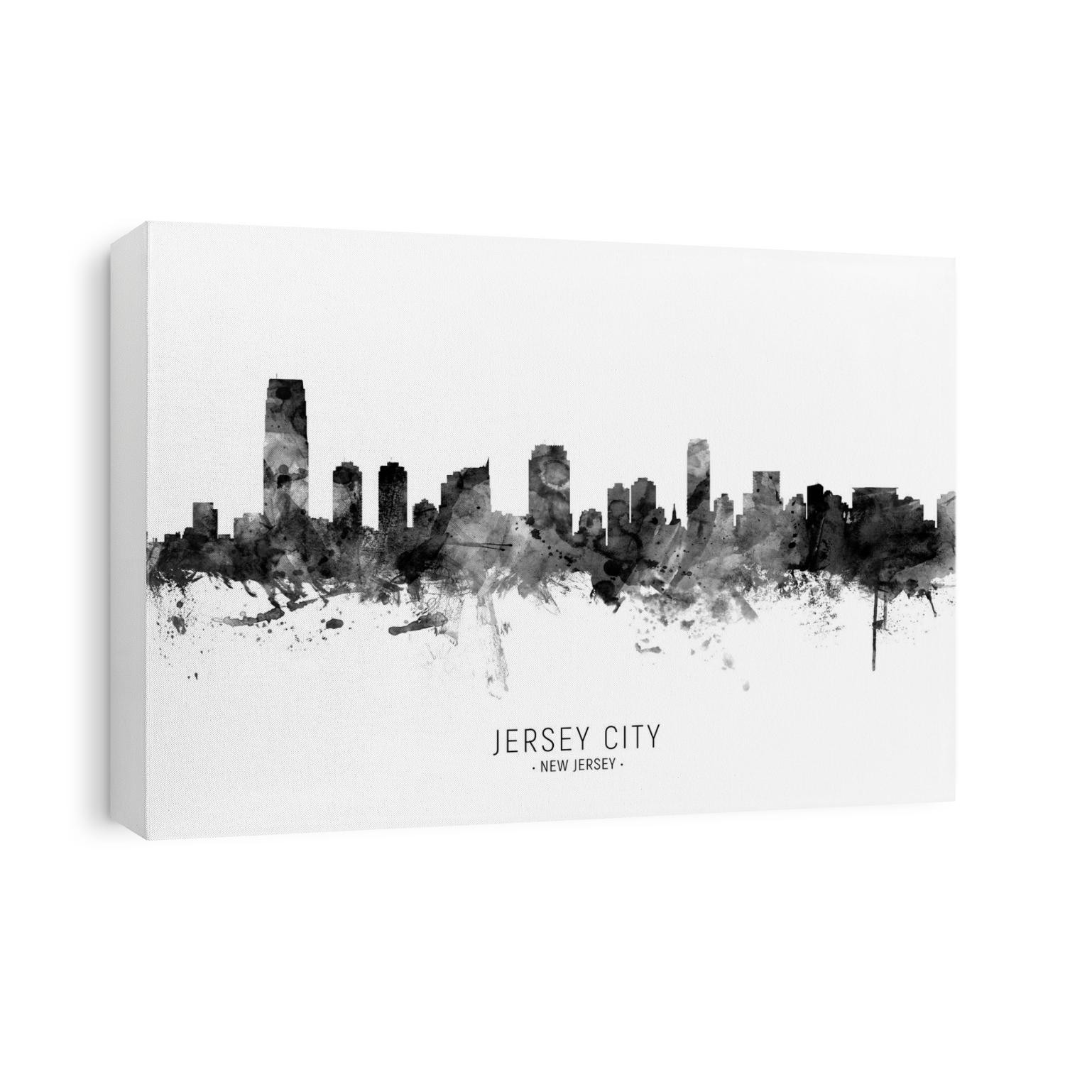 Watercolor art print of the skyline of Jersey City, New Jersey, United States
